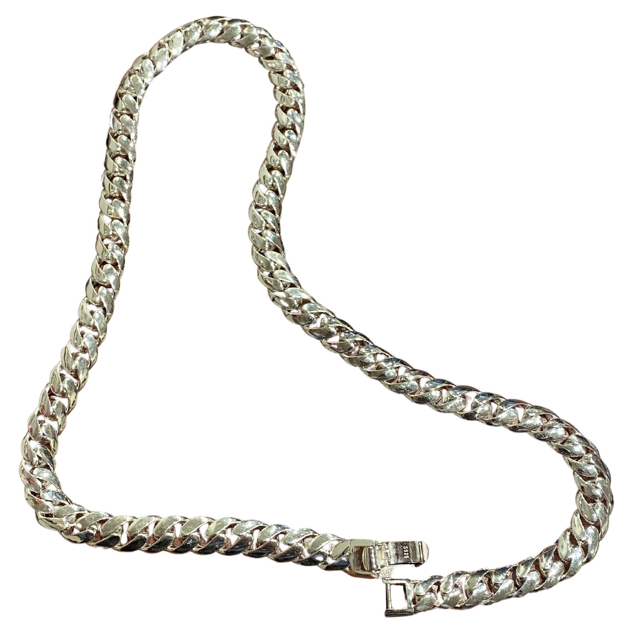 Collana a catena da uomo in argento 925 massiccio e pesante, 126 gr, 58,5 cm.