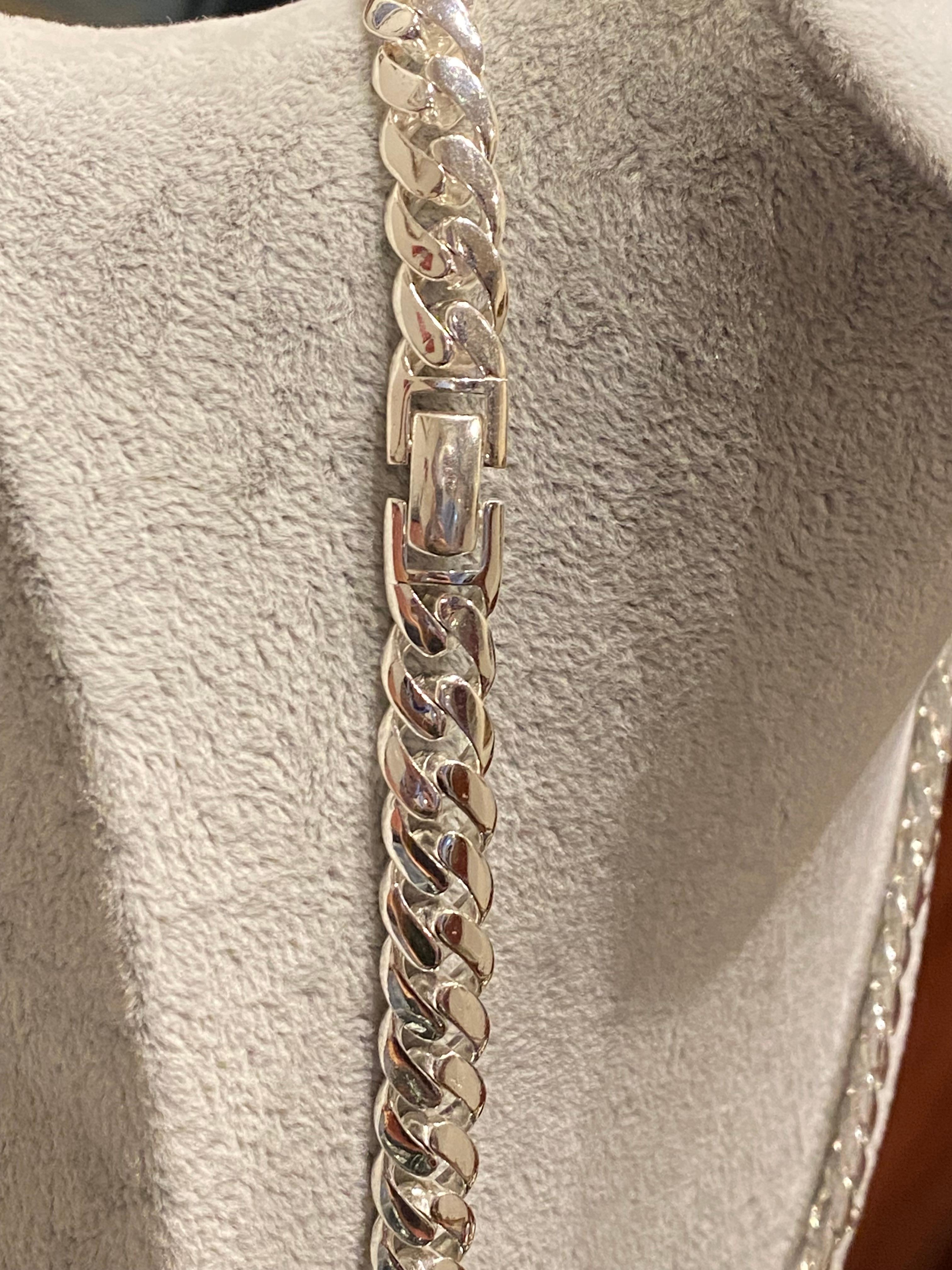 Collana a catena da uomo in argento 925 massiccio e pesante, 130 gr, 58,5 cm. in vendita 5