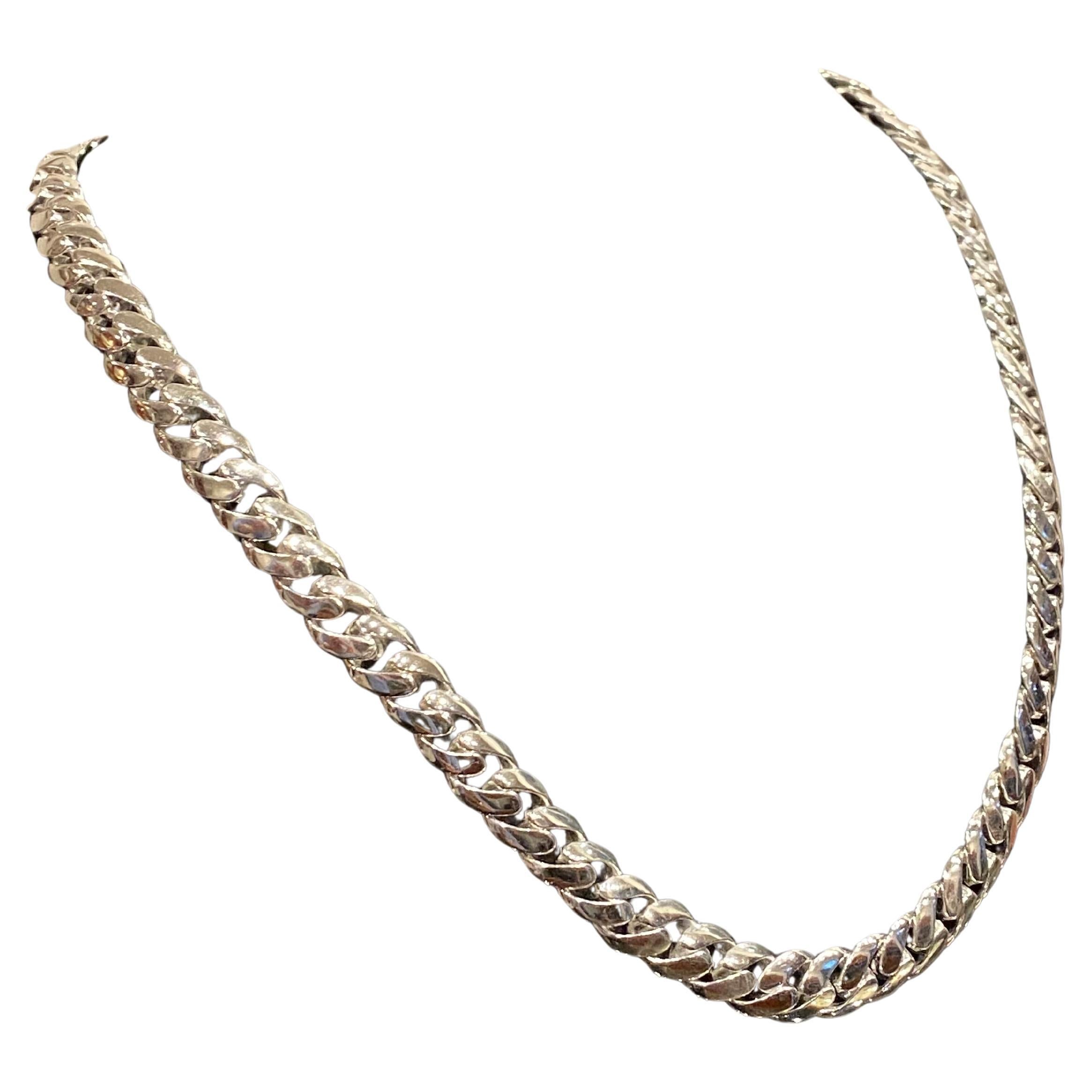 Collana a catena da uomo in argento 925 massiccio e pesante, 130 gr, 58,5 cm.