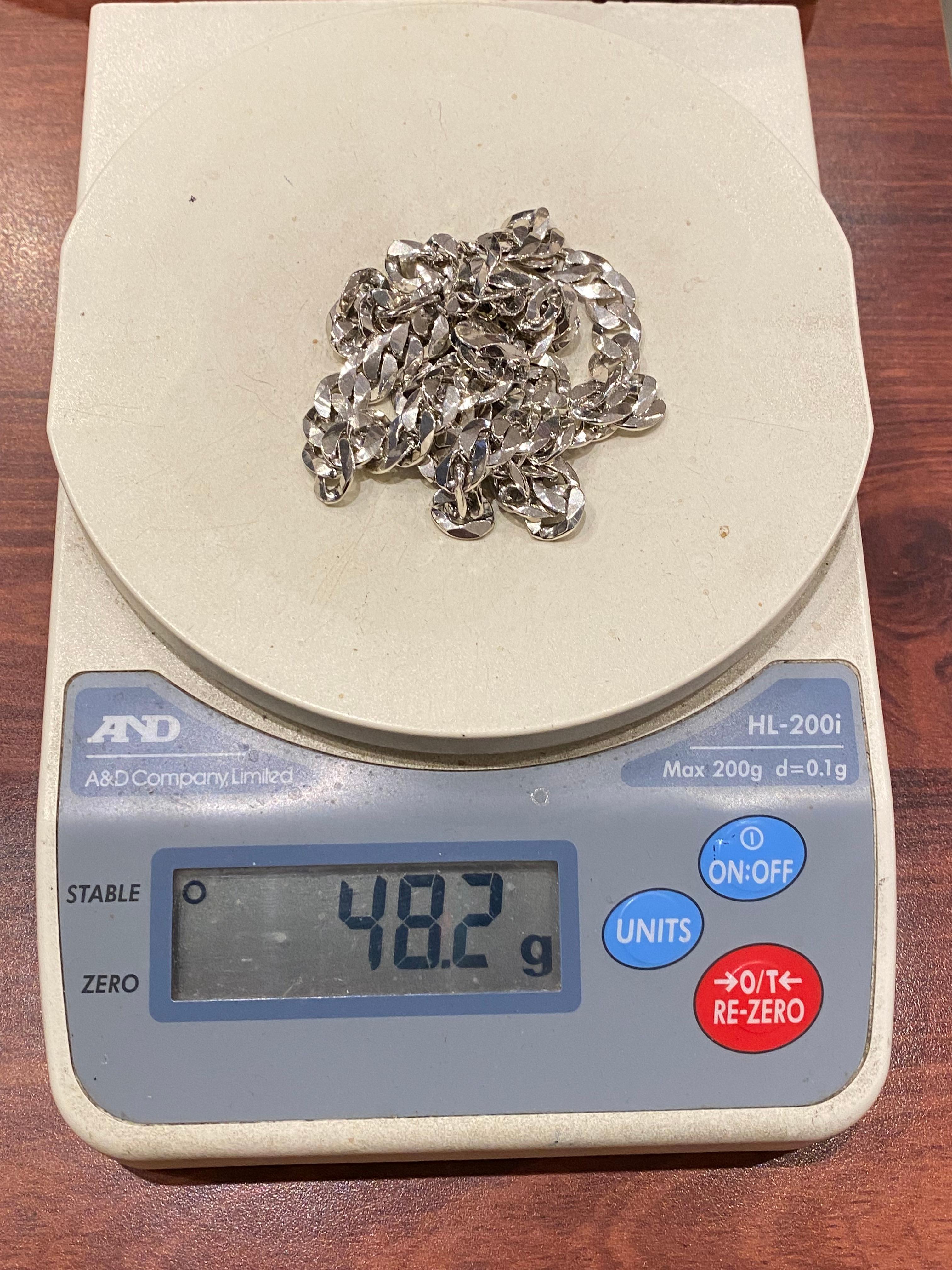 Solid & Heavy 925 Sterling Silver Curb Link Mens' Chain Necklace, 48.2gr, 59.5cm In Excellent Condition For Sale In MELBOURNE, AU