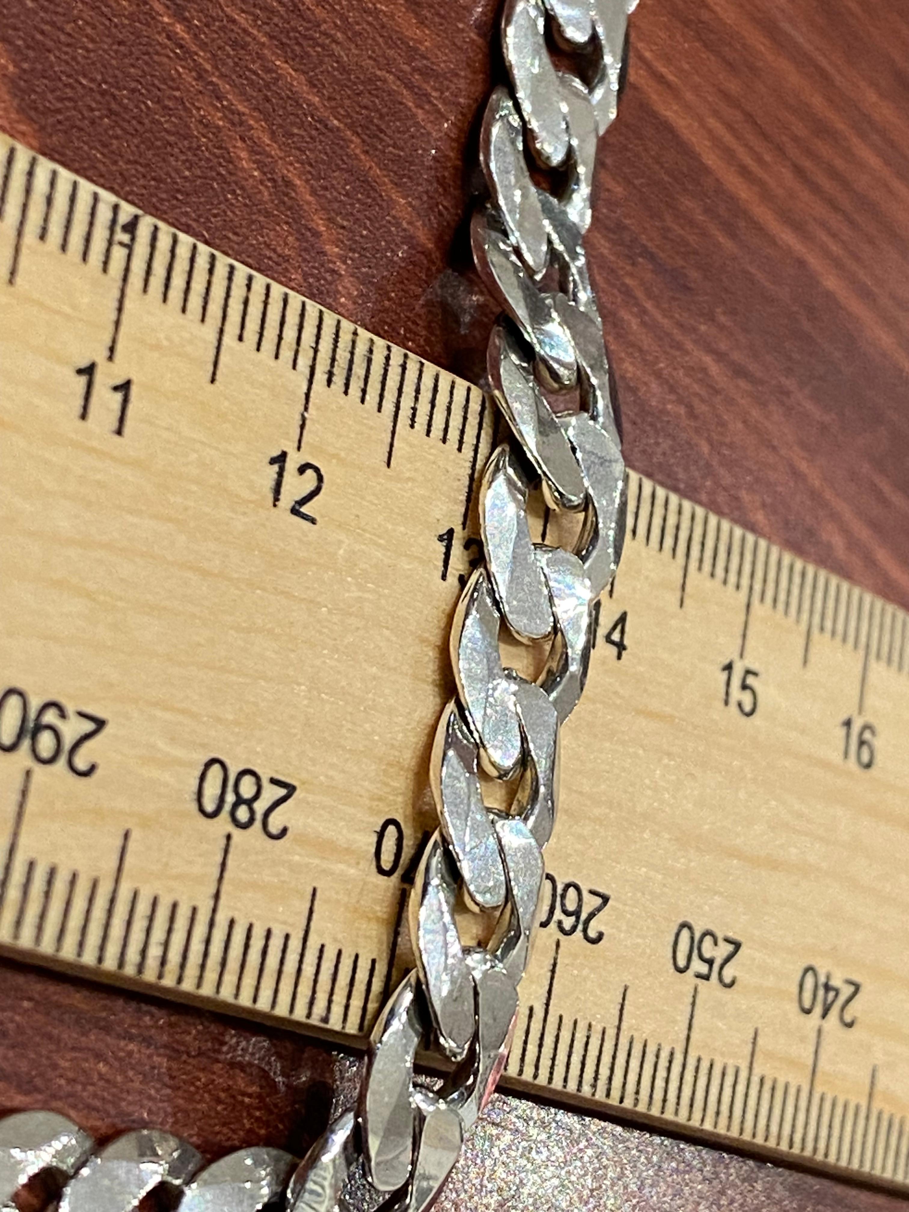 Solid & Heavy 925 Sterling Silver Curb Link Mens' Chain Necklace, 48.2gr, 59.5cm For Sale 2