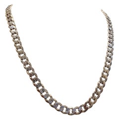 Solid & Heavy 925 Sterling Silver Curb Link Mens' Chain Necklace, 78.2gr 55.5cm.