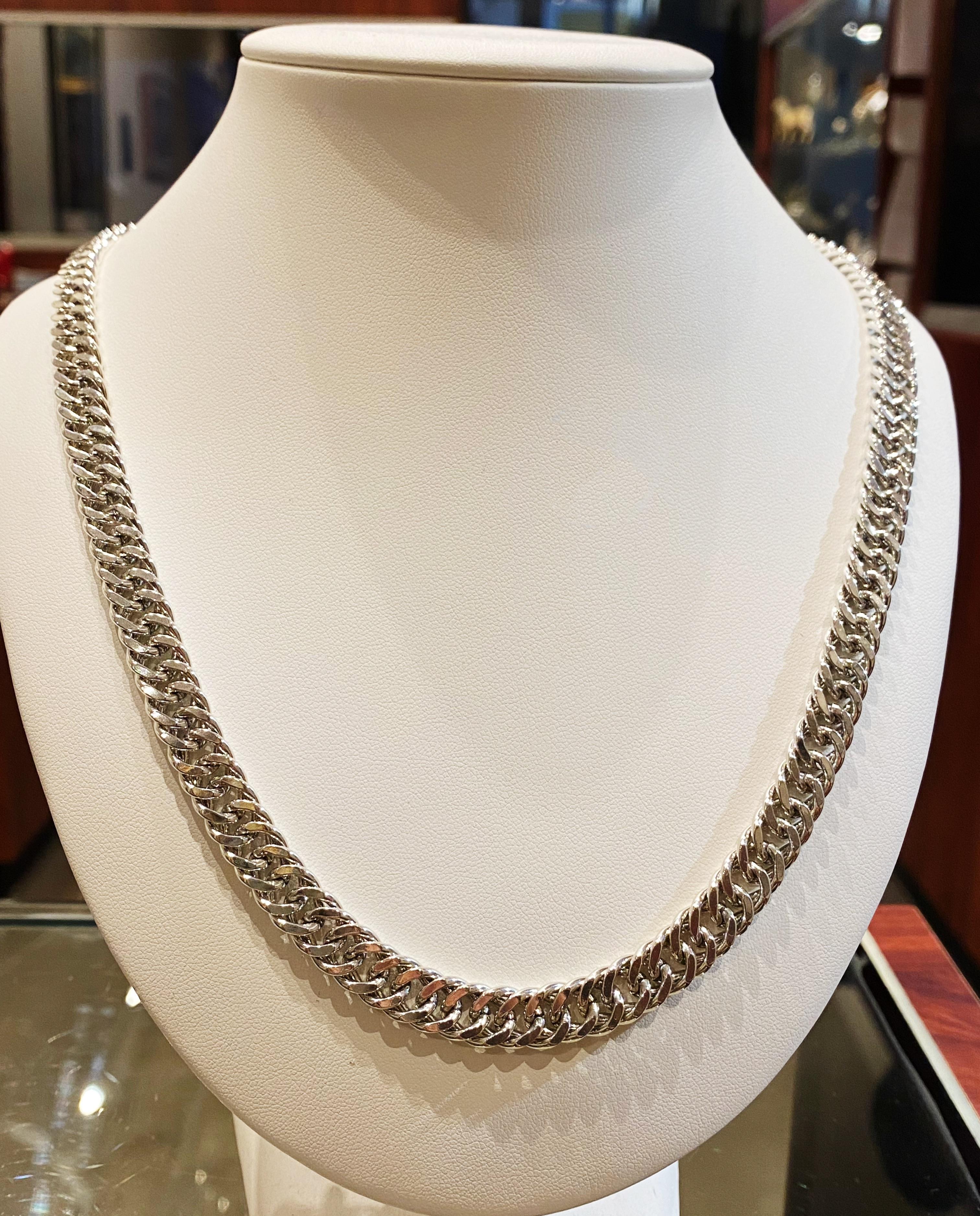 Solid & Heavy 925 Sterling Silver Curb Link Mens' Chain Necklace, 85gr., 60cm. For Sale 6