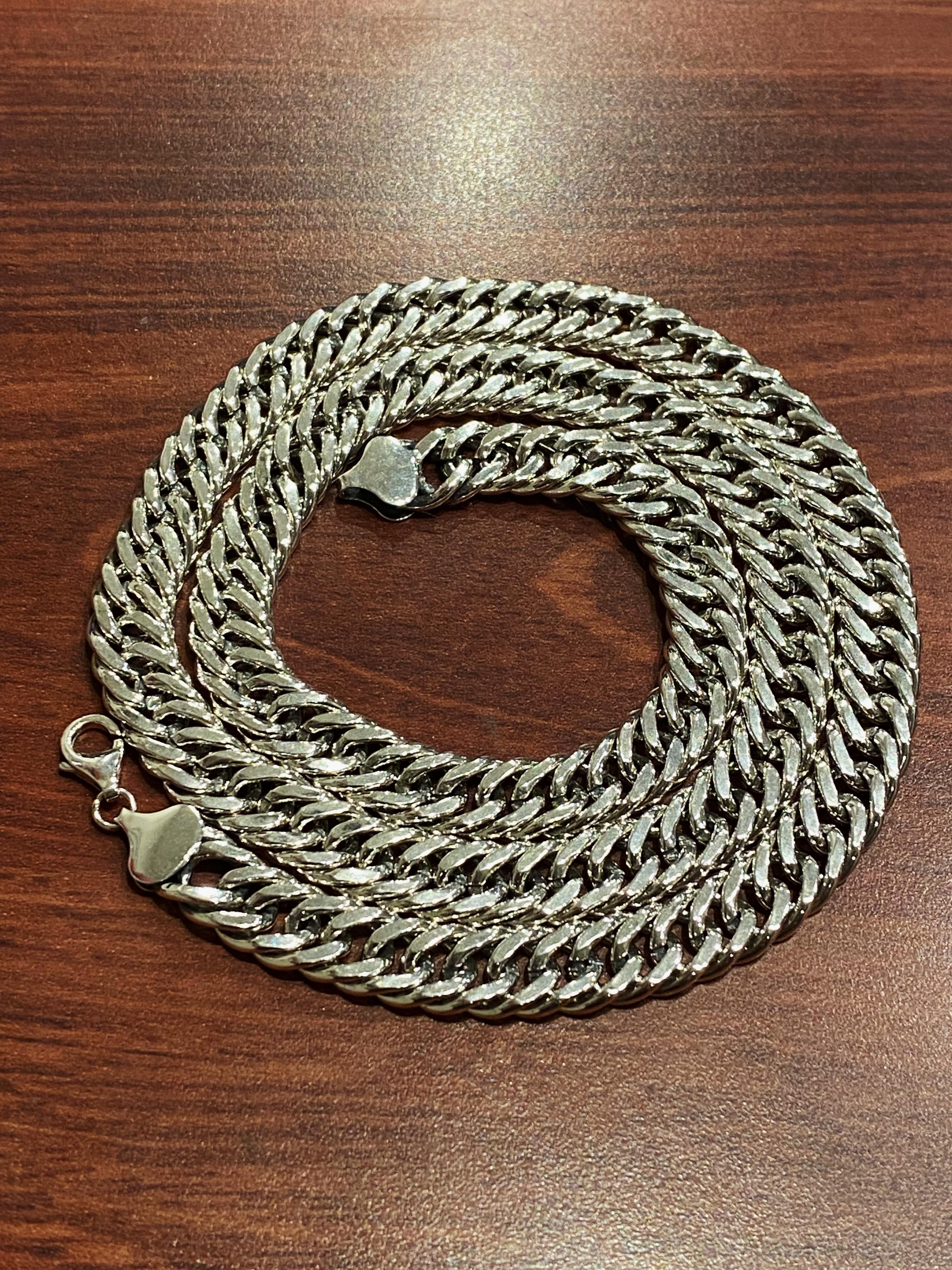 Solid & Heavy 925 Sterling Silver Curb Link Mens' Chain Necklace, 85gr., 60cm. For Sale 2