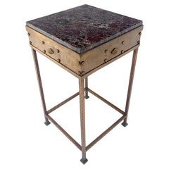 Solid Heavy Forged Copper Marble Top 18" Square Stand Lamp Table Pedestal MINT!