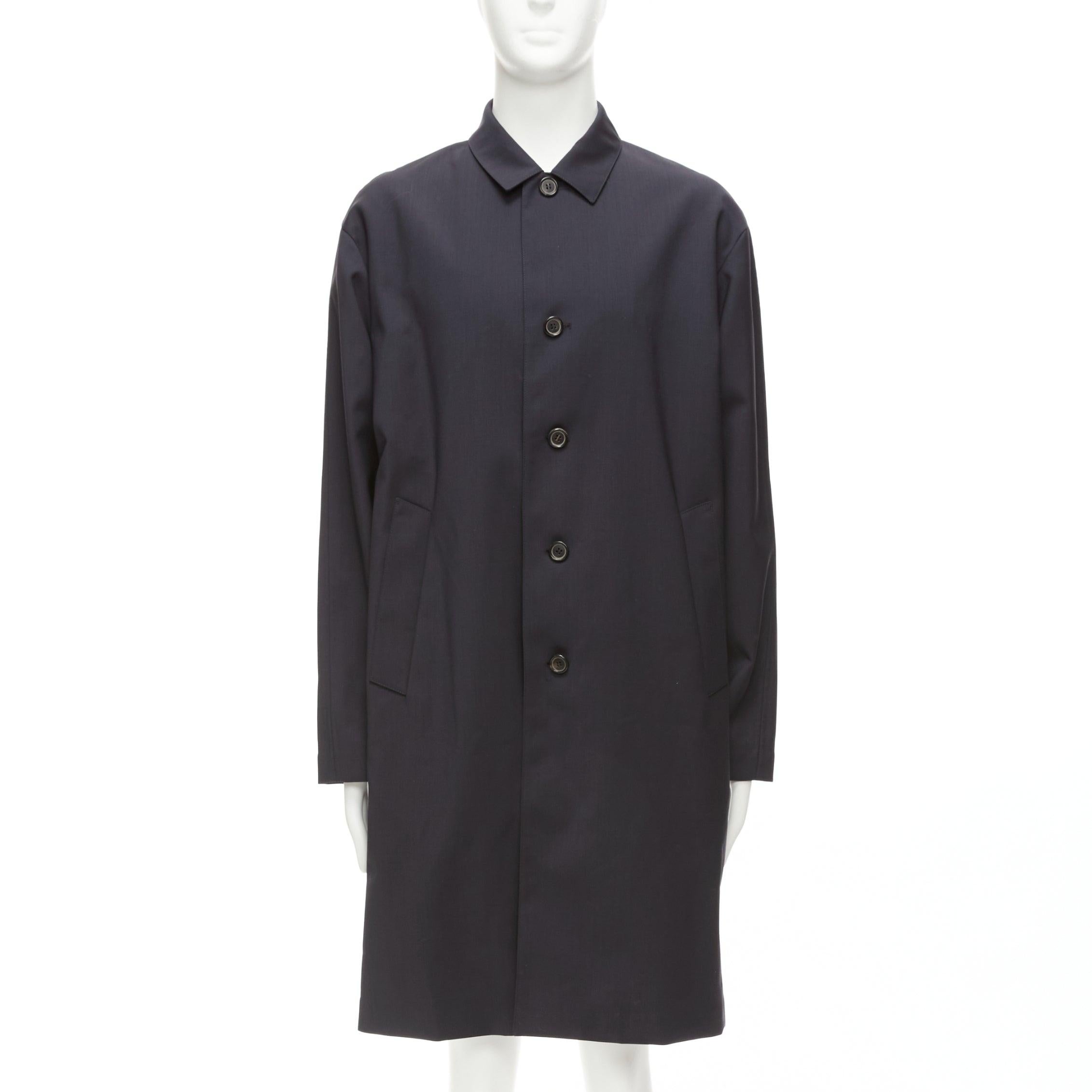 SOLID HOMME black 100% wool taped lining longline minimal rain coat IT48 M
Reference: KYCG/A00051
Brand: Solid Homme
Material: Wool
Color: Black
Pattern: Solid
Closure: Button
Lining: White
Extra Details: Taped lining.
Made in: