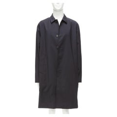 SOLID HOMME black 100% wool taped lining longline minimal rain coat IT48 M