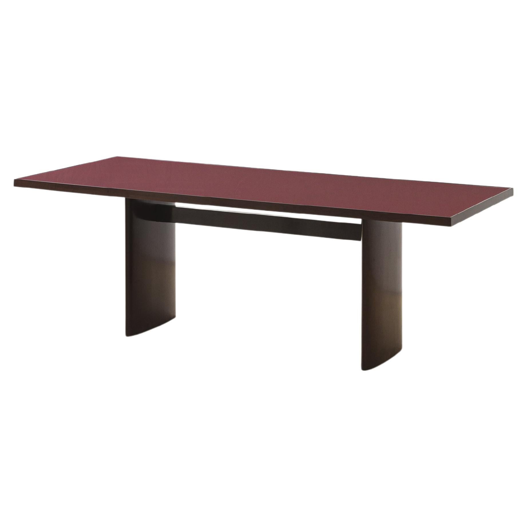 Solid Imbuia with Red Glass Top Dining Table by Joaquim Tenreiro, Brazil C. 1949 For Sale