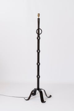 Solid Iron Brutalist Floor Lamp - France 1970's