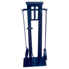 Juego de herramientas de hierro macizo para chimeneas en estilo Arts & Crafts