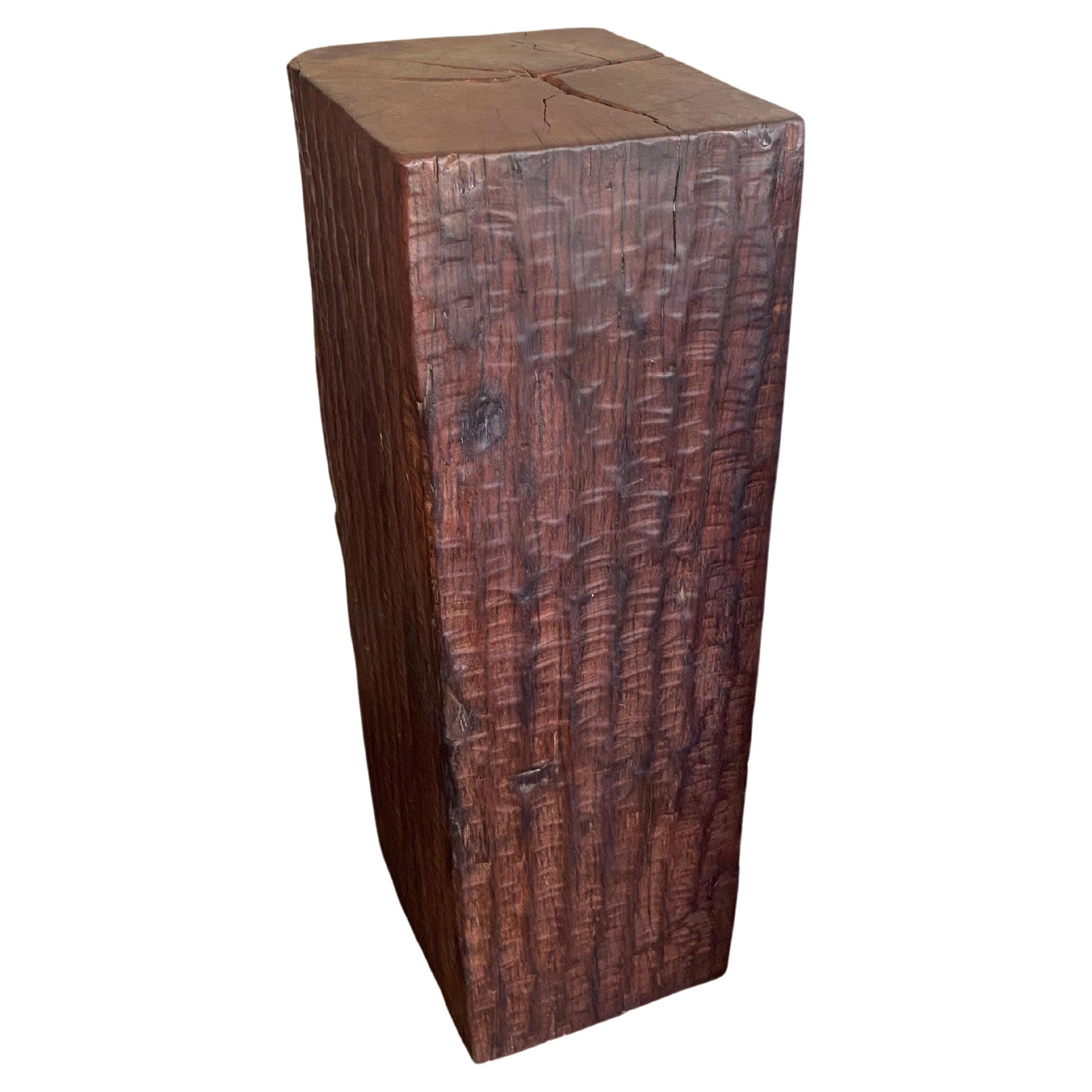 Solid Iron Wood Pedestal with Stunning Wood Texture For Sale