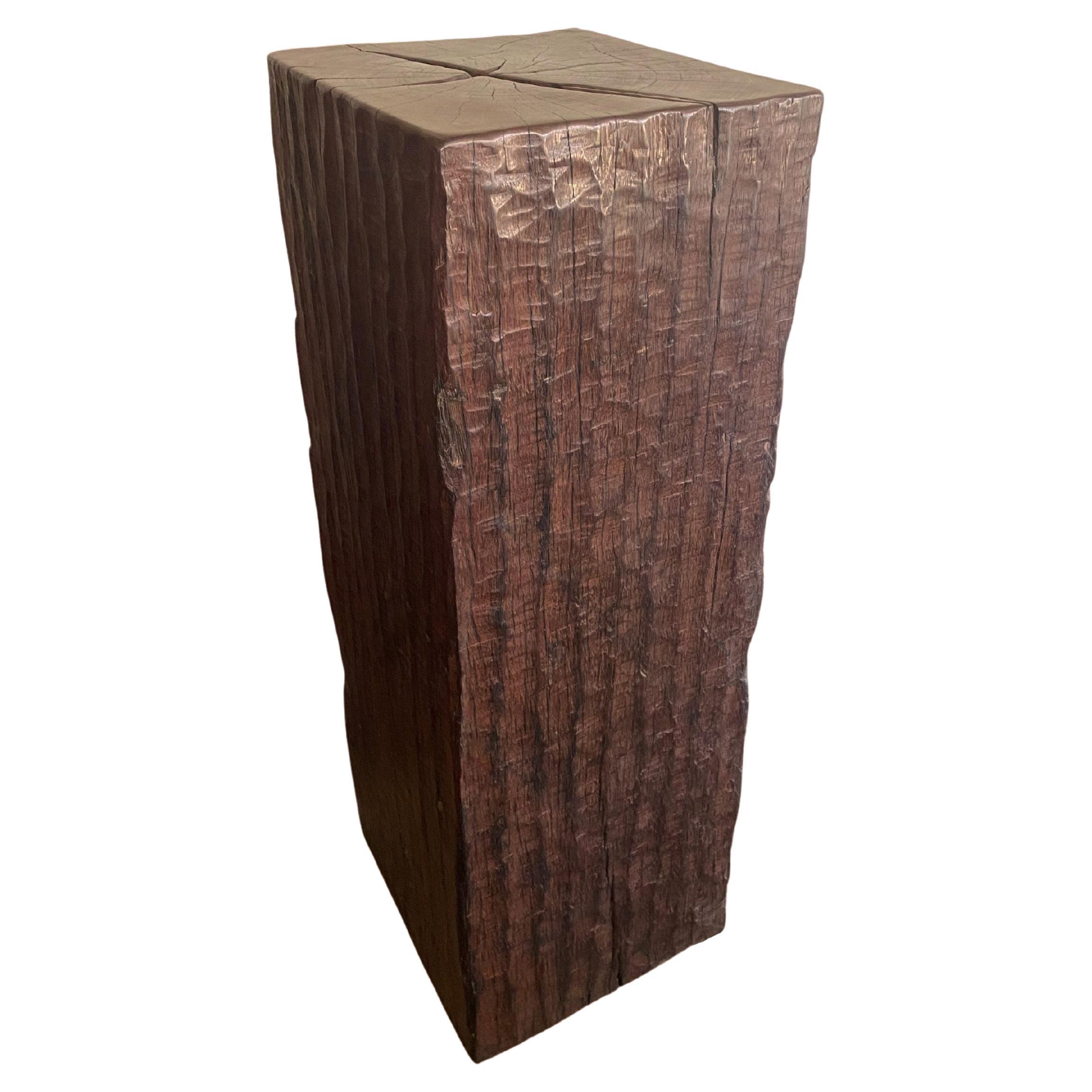 Solid Iron Wood Pedestal with Stunning Wood Texture For Sale