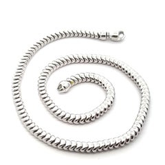 Solid Italian 14k White Gold Flexible Snake Link Chain Choker Necklace