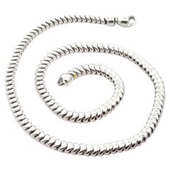 Solid Italian 14k White Gold Flexible Snake Link Chain Choker Necklace