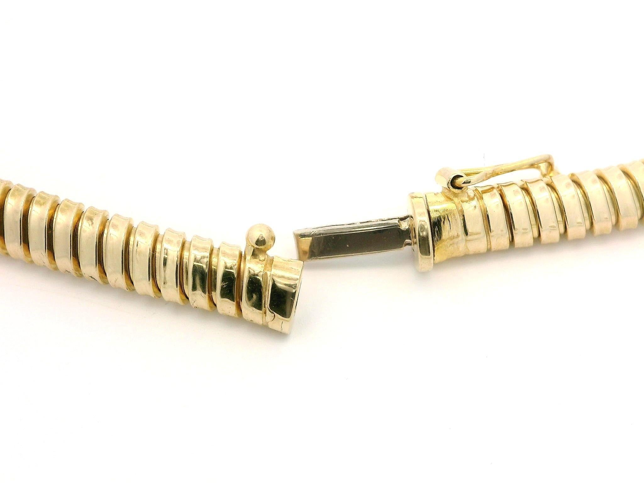 Solide  Tubogas gradués en or jaune 14k italien 16in. Collier ras du cou en chaîne à maillons en vente 1