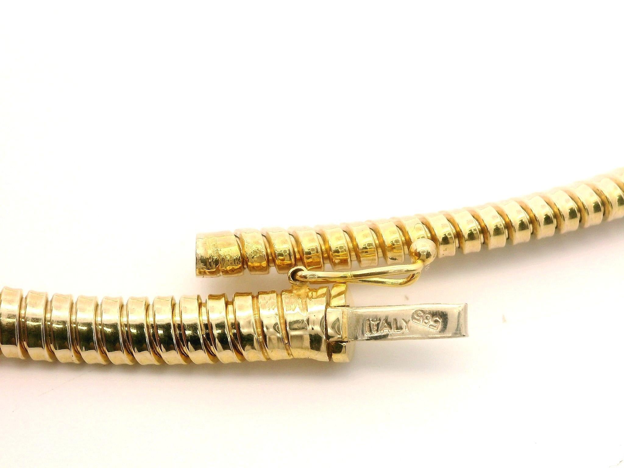 Solide  Tubogas gradués en or jaune 14k italien 16in. Collier ras du cou en chaîne à maillons en vente 2