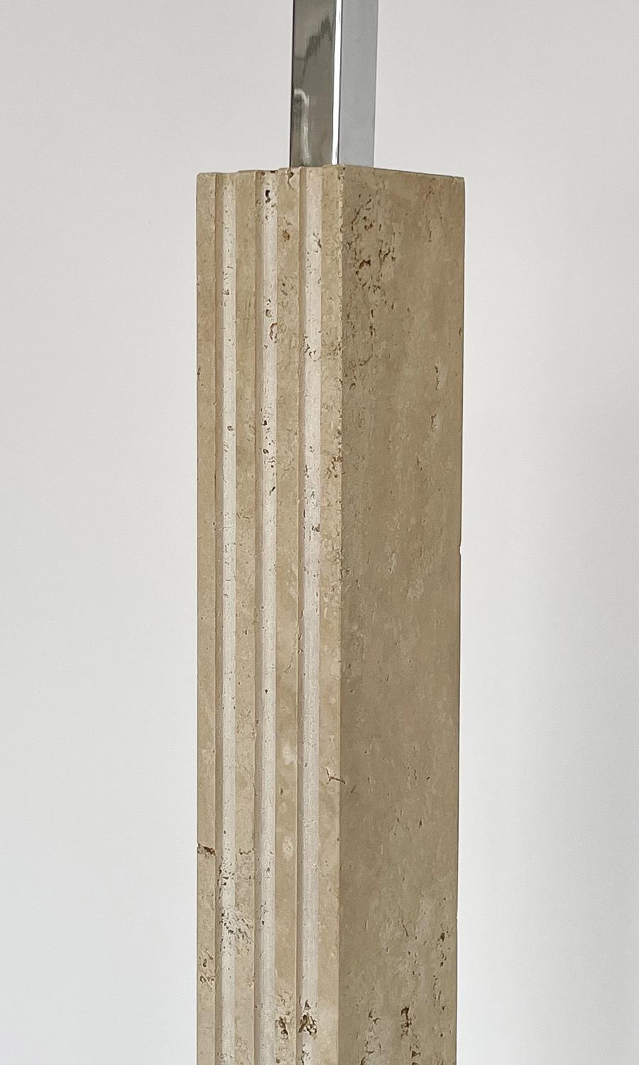 Carved Solid Italian Travertine Floor Lamp by Reggiani