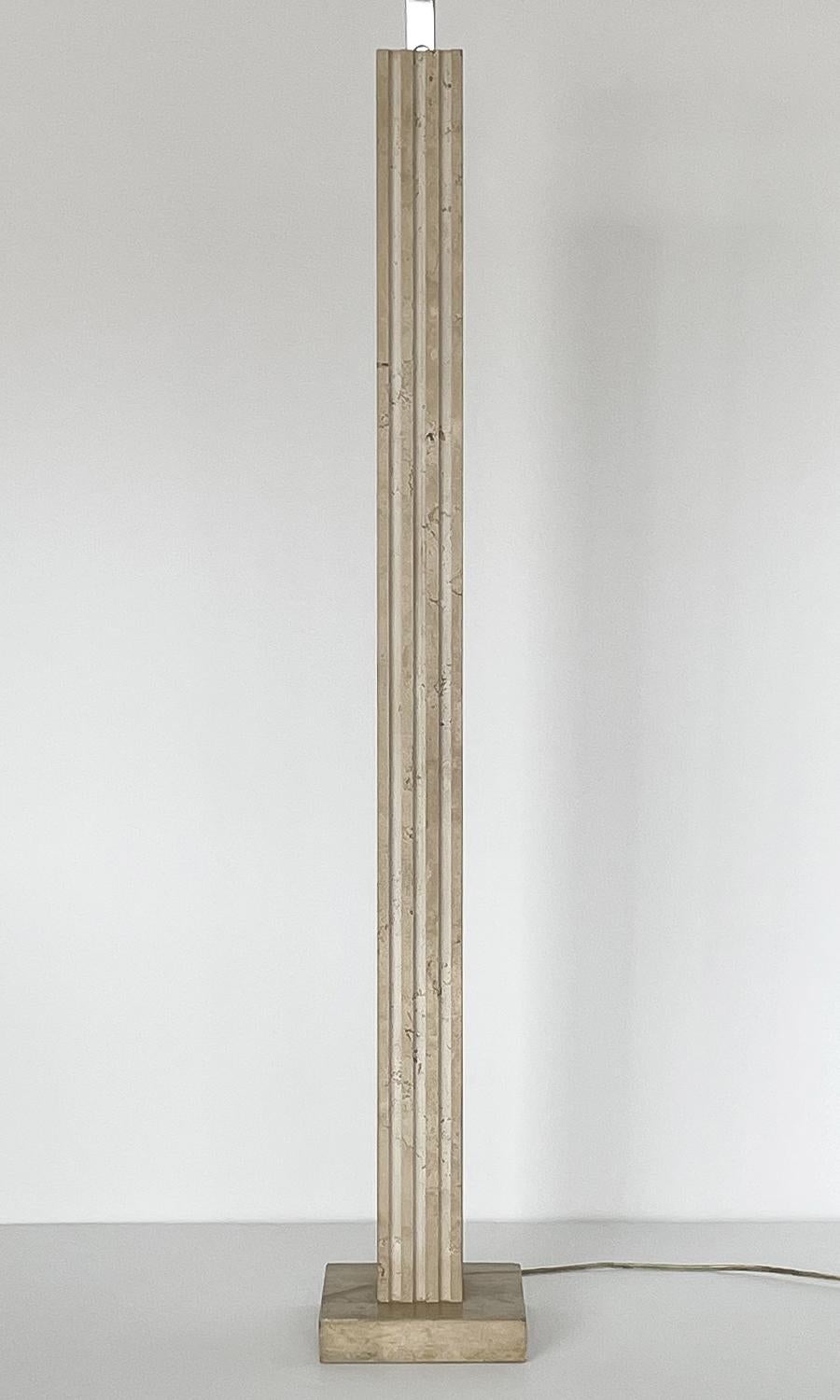 Chrome Solid Italian Travertine Floor Lamp by Reggiani