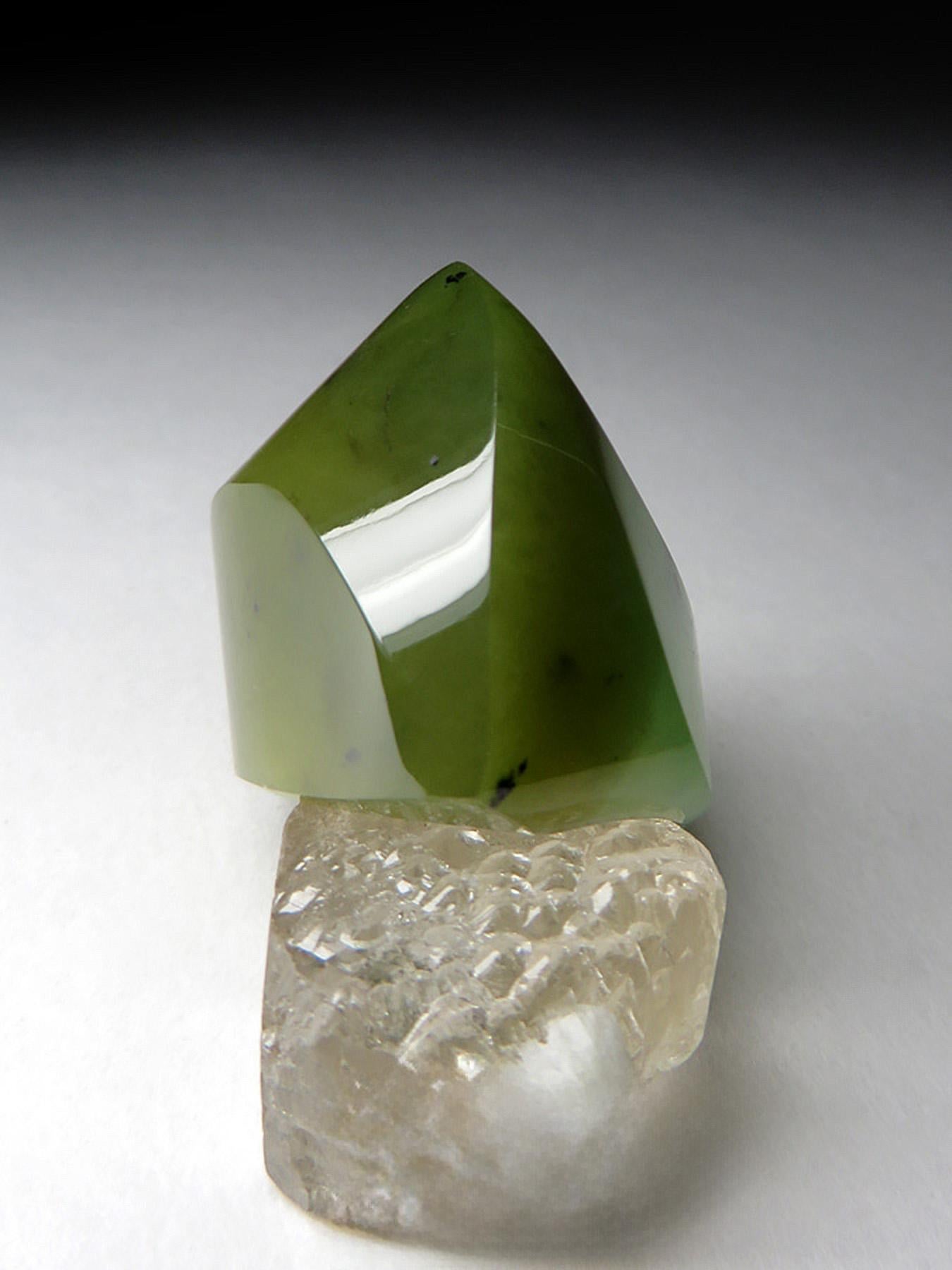 Solid Jade ring Green Nephrite Ring Polychrome hand carved statement gift 5