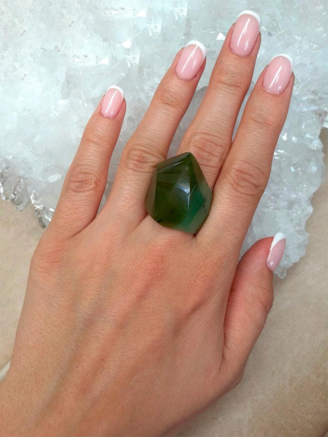 Solid Jade ring Green Nephrite Ring Polychrome hand carved statement gift 7
