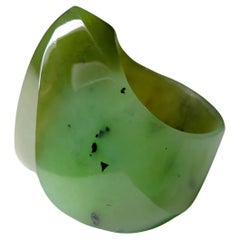 Solid Jade ring Green Nephrite Ring Polychrome hand carved statement gift