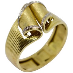 Solid Ladies Diamond Gold Bangle, Clamper.