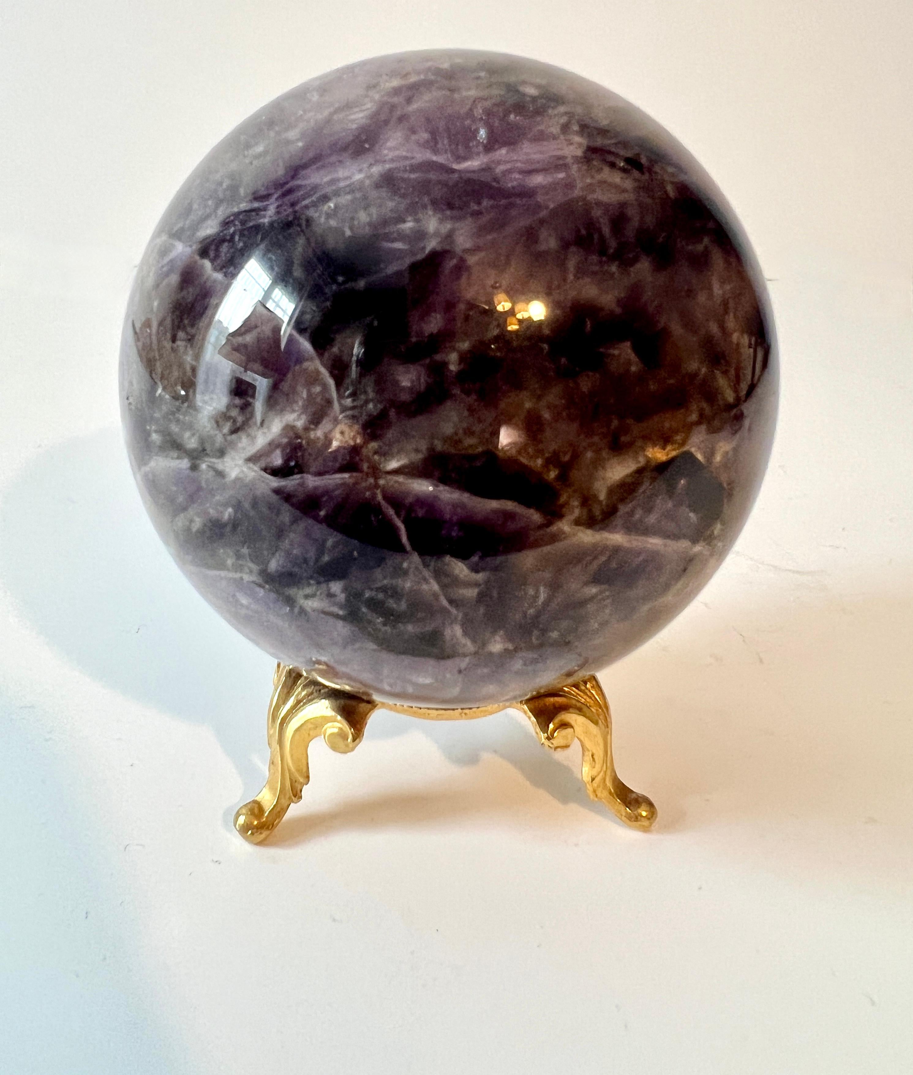Calco Fermacarte a sfera in lapis massiccio con supporto in oro in vendita