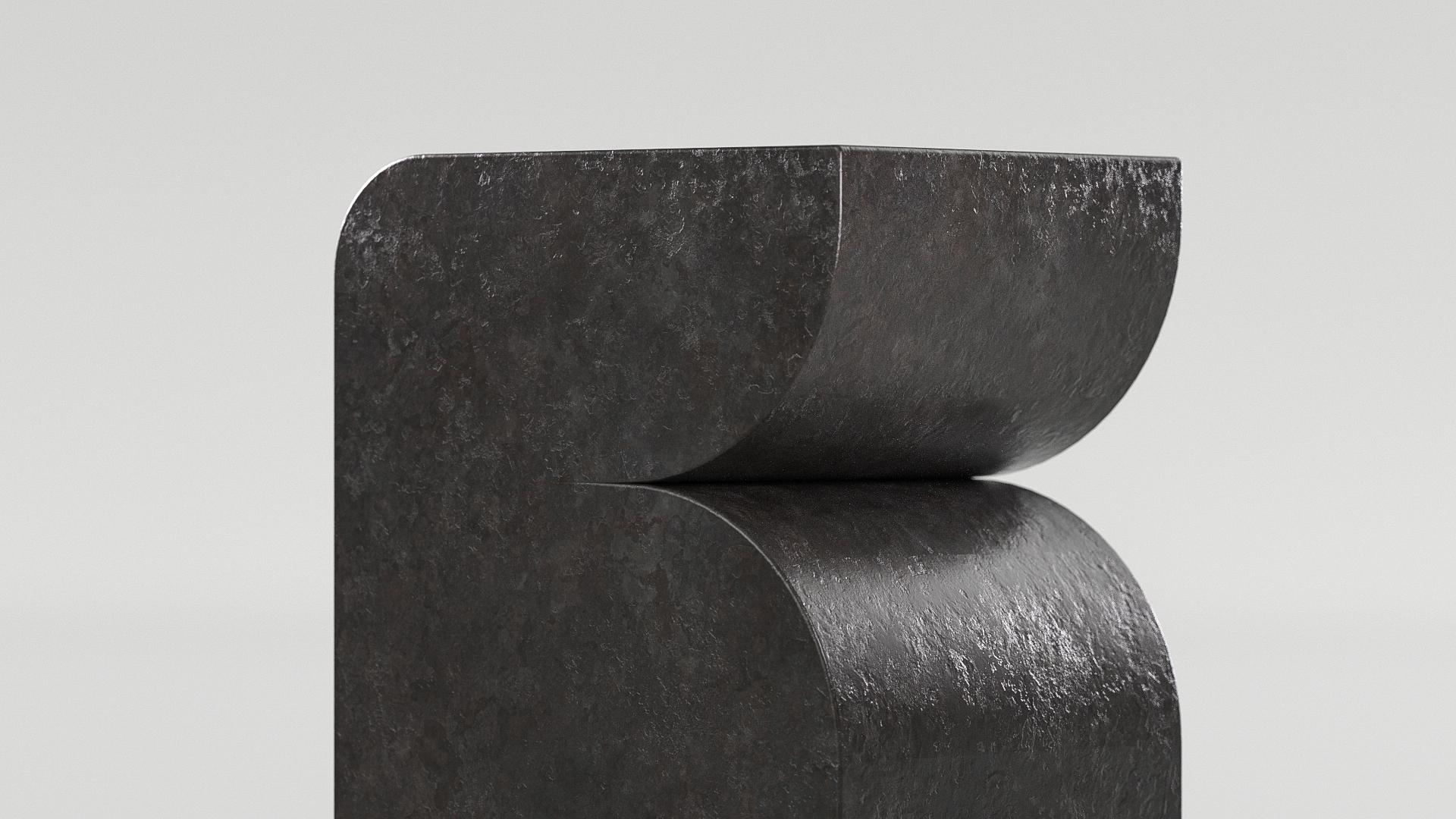 Solid Lava Stone Fold Side Table II by Arthur Vallin For Sale 4