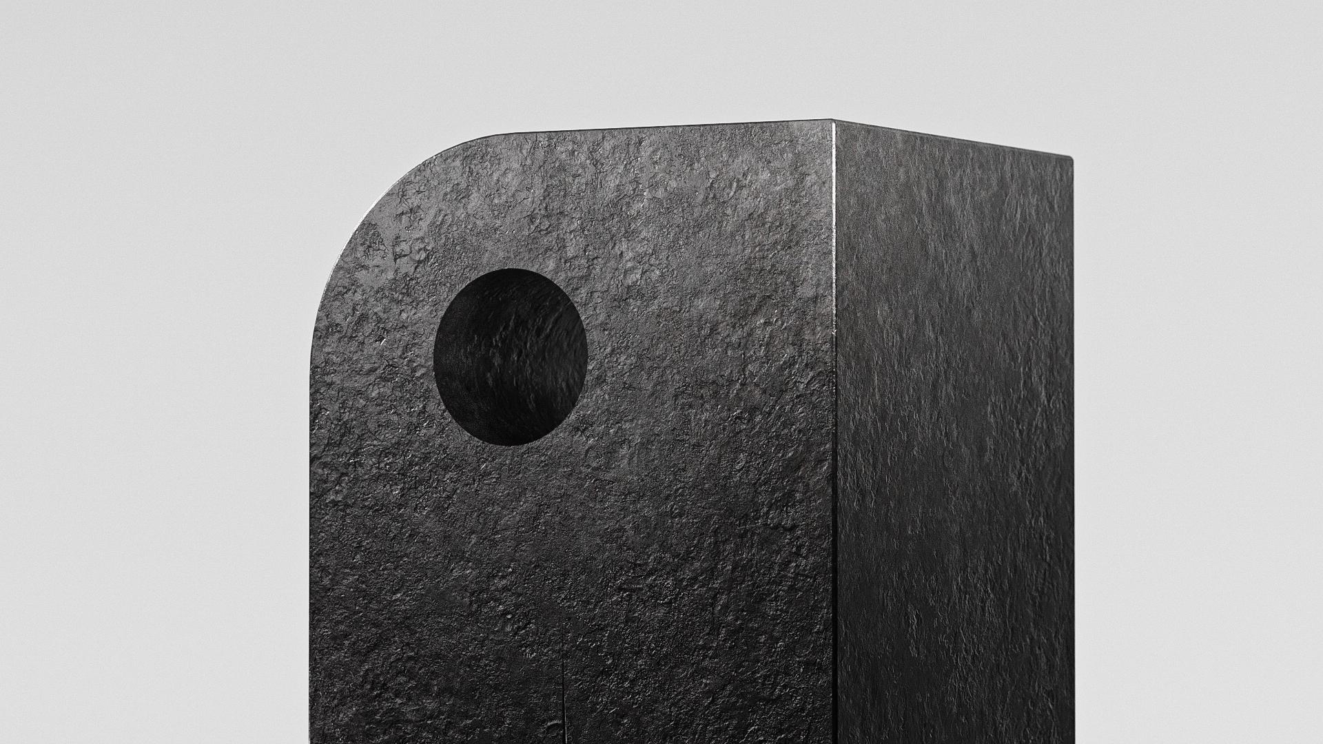 Italian Solid Lava Stone Fold Side Table III by Arthur Vallin For Sale