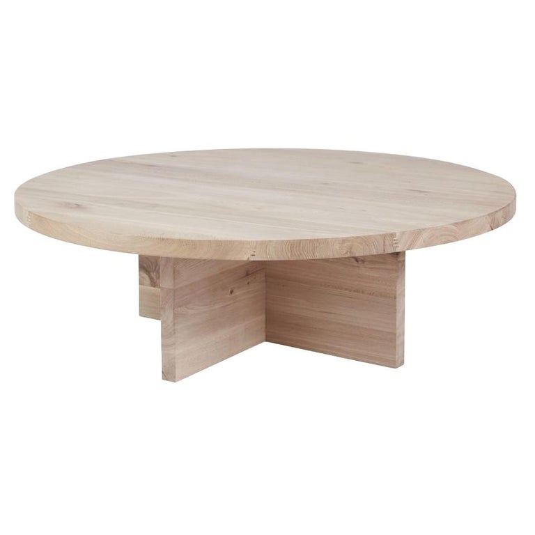 Solid Light Oak Circular Coffee Table, Circle Coffee Table Light Wood