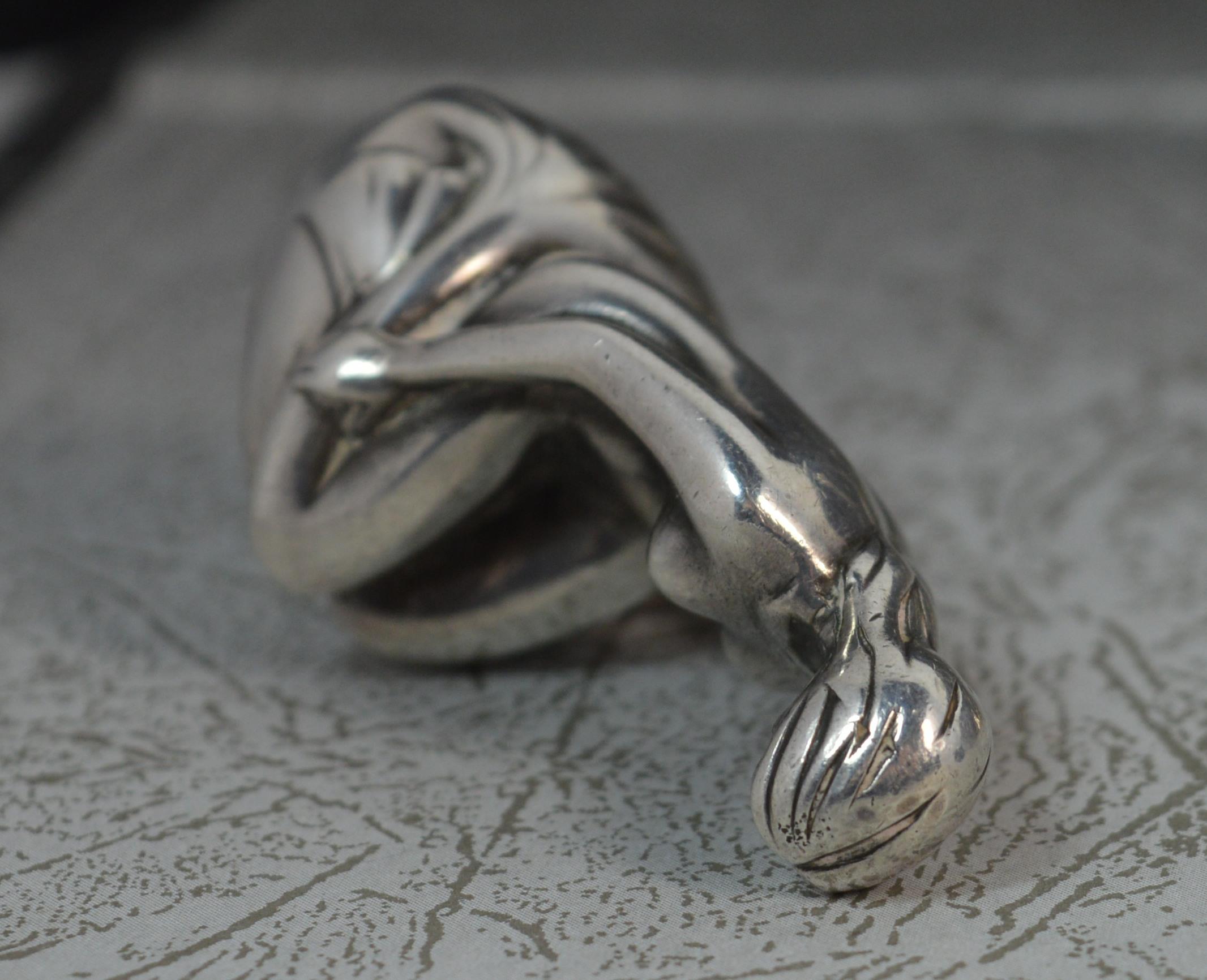 Solid Little Mermaid Sterling Silver Statue Figurine In Excellent Condition In St Helens, GB
