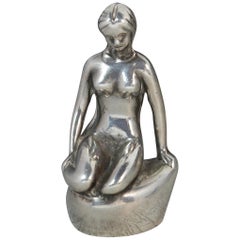 Solide kleine Meerjungfrau Sterling Silber Statue Figur
