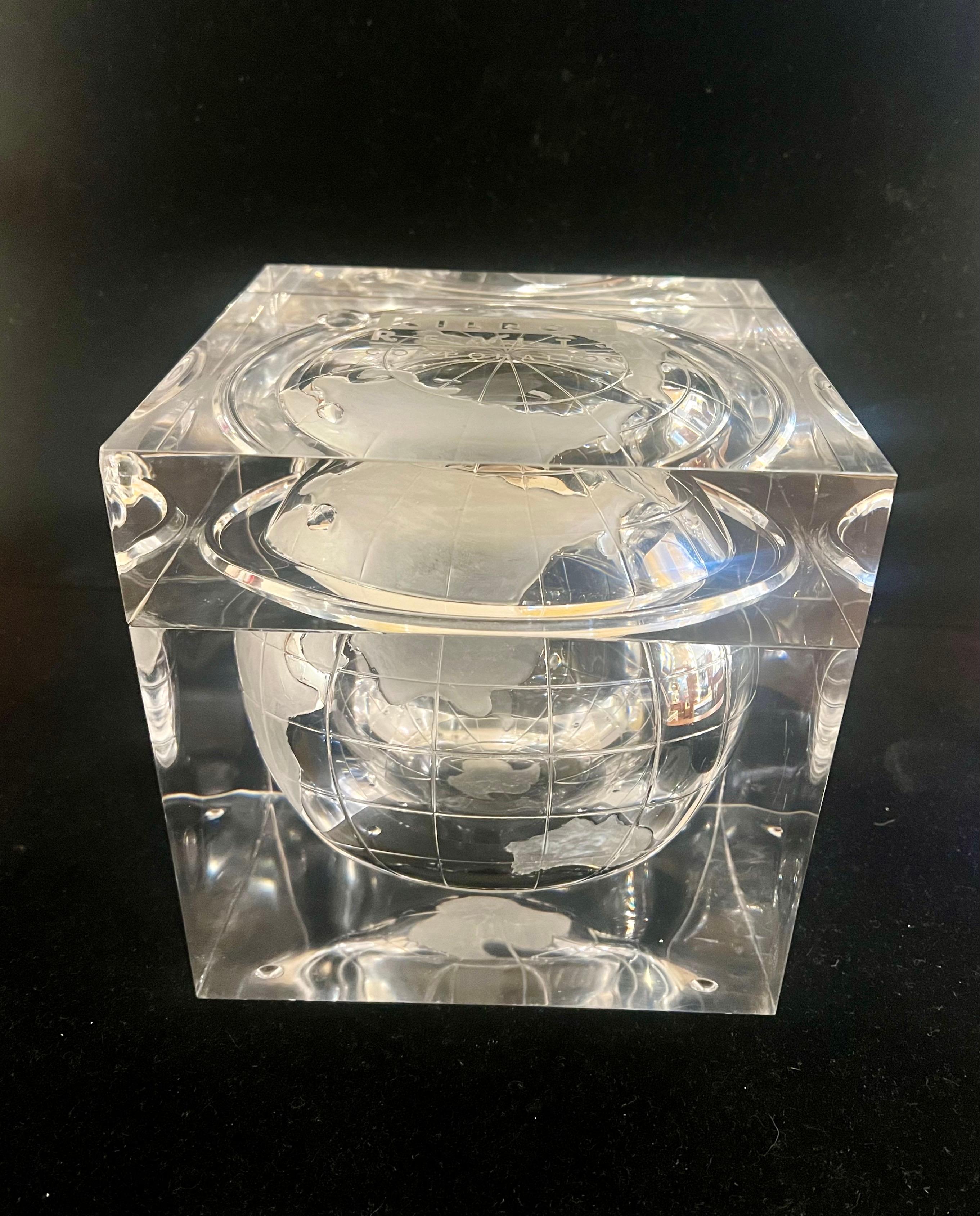 Italian Solid Lucite World Globe Ice Bucket by Alessandro Albrizzi 