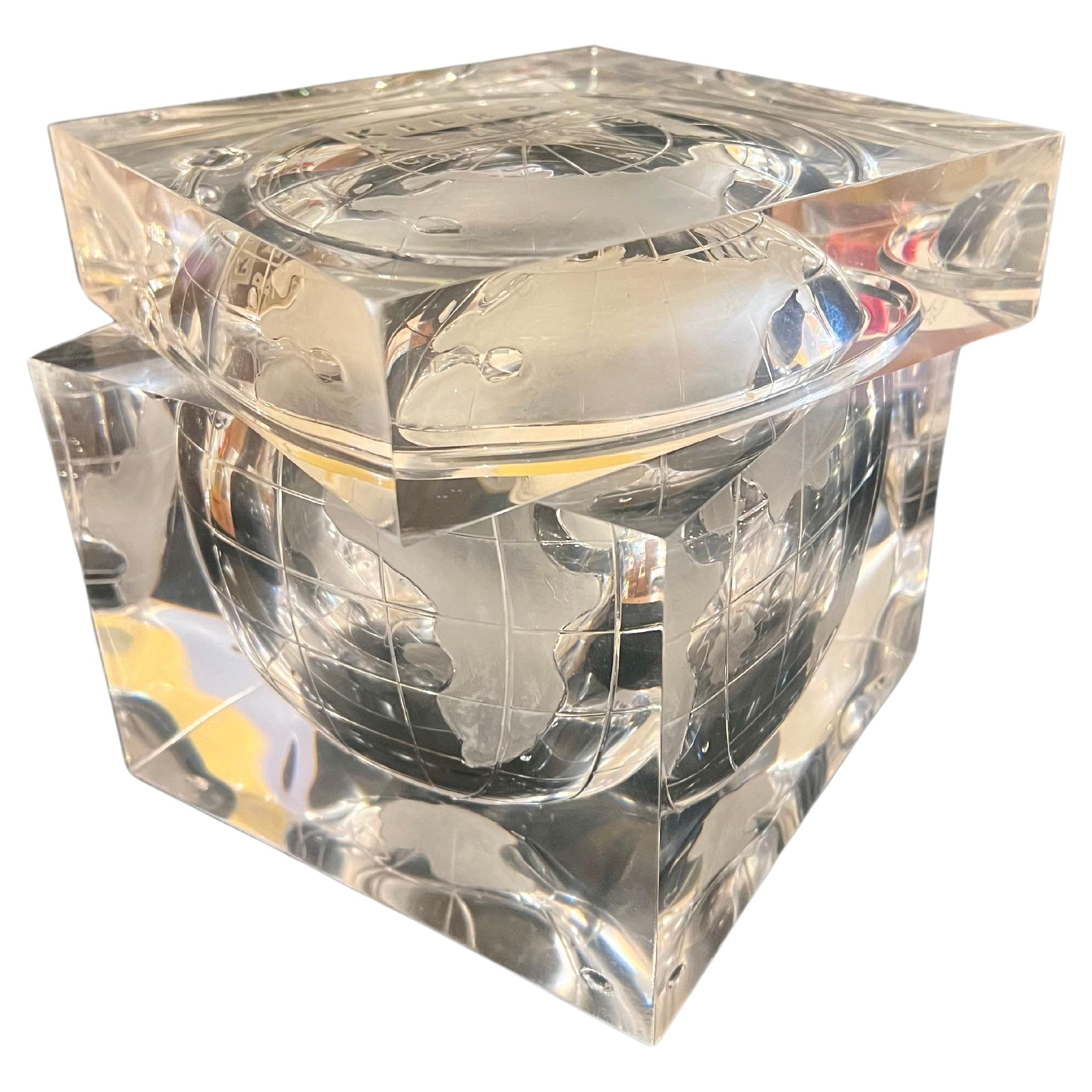Weltkugel-Eiskübel aus massivem Lucite von Alessandro Albrizzi 