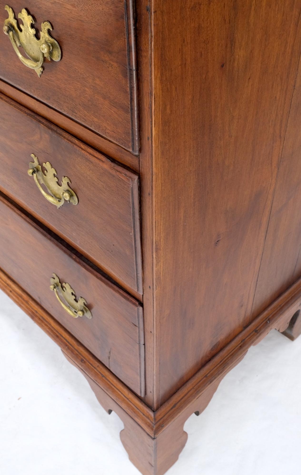 Laiton Commode 3 tiroirs en acajou massif Style Chippendale Antique  en vente