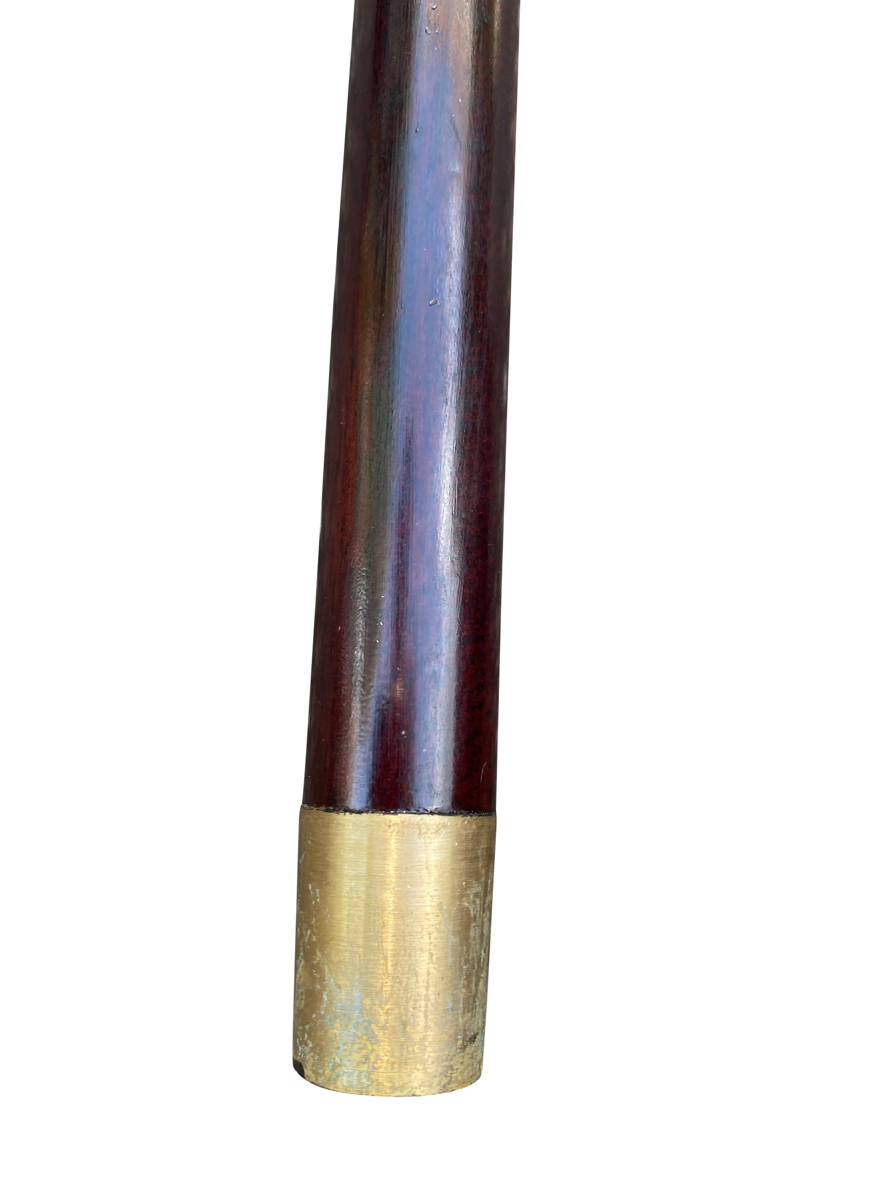 Solid Mahogany and Carved Bone Walking Stick with Canine Head, 20th Century For Sale 3