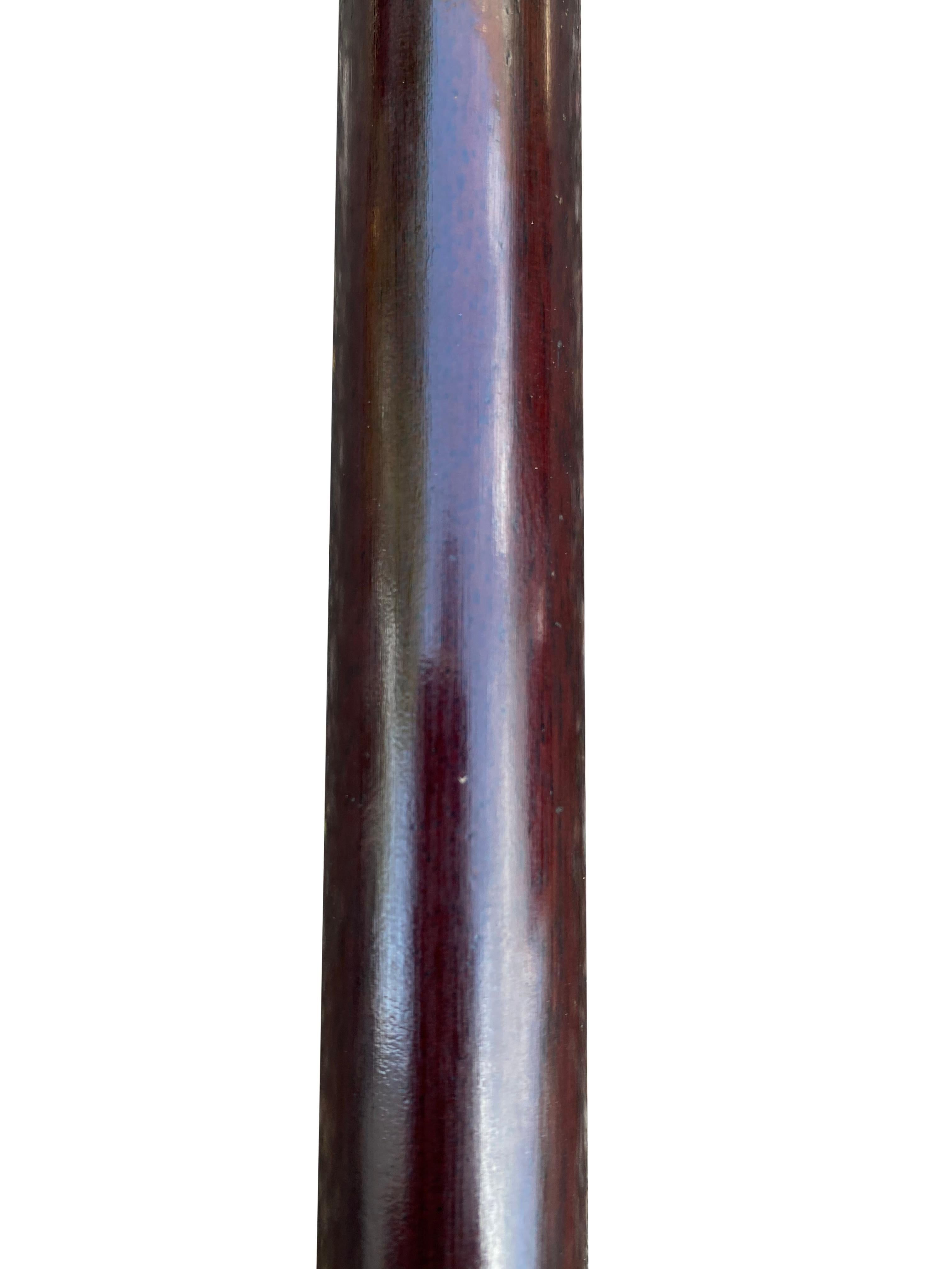 Solid Mahogany and Carved Bone Walking Stick with Canine Head, 20th Century For Sale 4