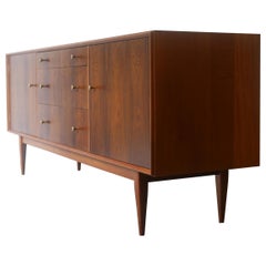 Solid Mahogany and Rosewood Sideboard with Brass Detailing Dated 1961