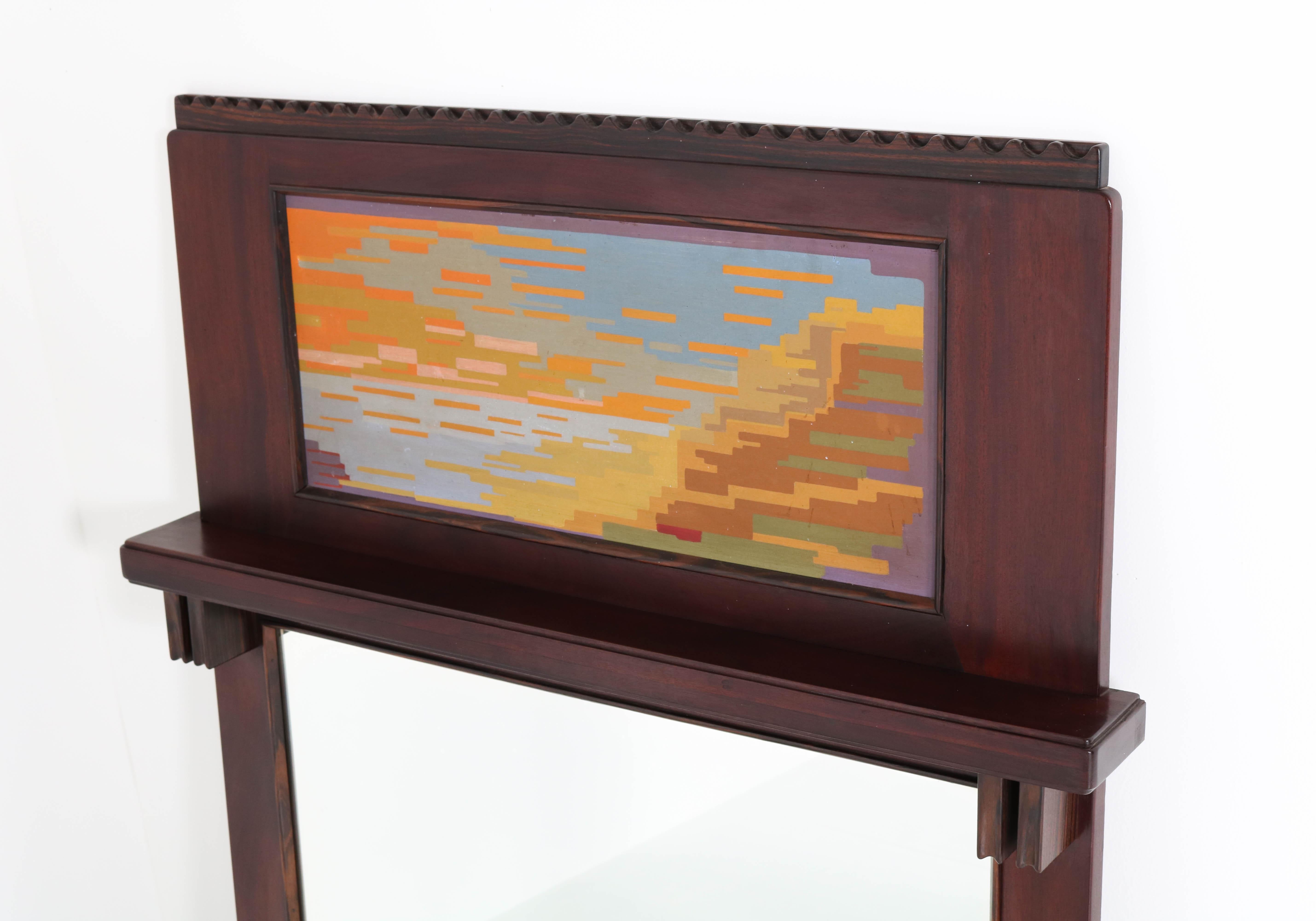 Mahogany Art Deco Amsterdam School Mirror by Anton Lucas, 1920s 1