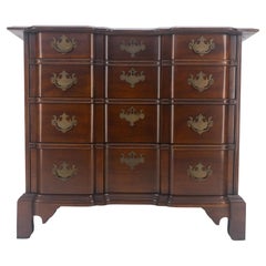 Solid Mahogany Block Front 4 Drawers 32" H Compact Bachelor Chest Dresser MINT