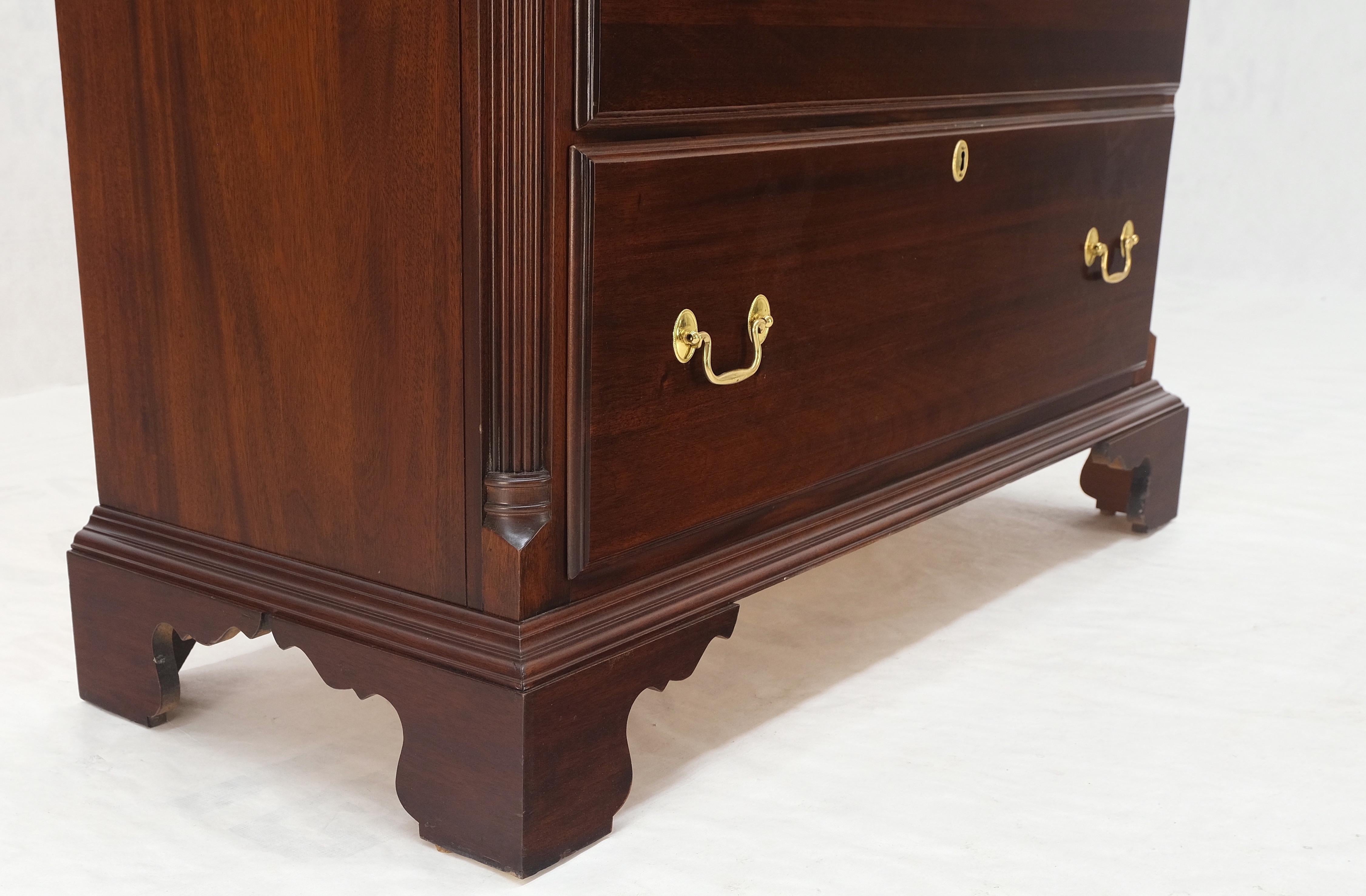 Solid Mahogany Brass Drop Pulls Federal High Boy Dresser Chest of Drawers MINT! For Sale 8