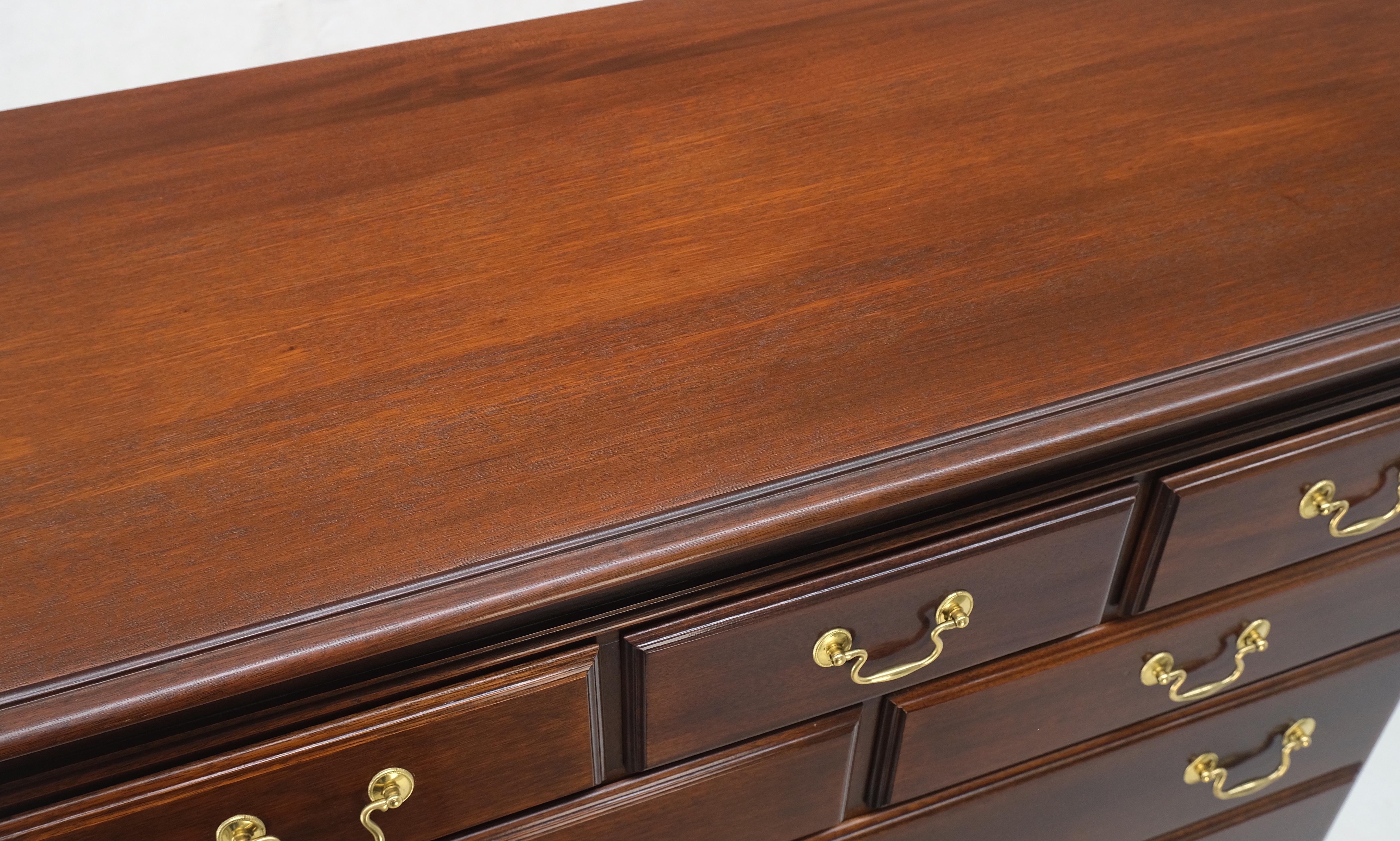 American Solid Mahogany Brass Drop Pulls Federal High Boy Dresser Chest of Drawers MINT! For Sale