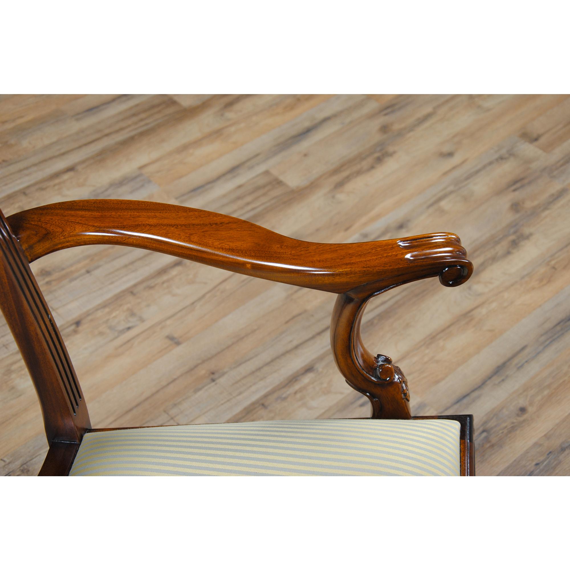 Solid Mahogany Chippendale Chairs, Set of 10 For Sale 6