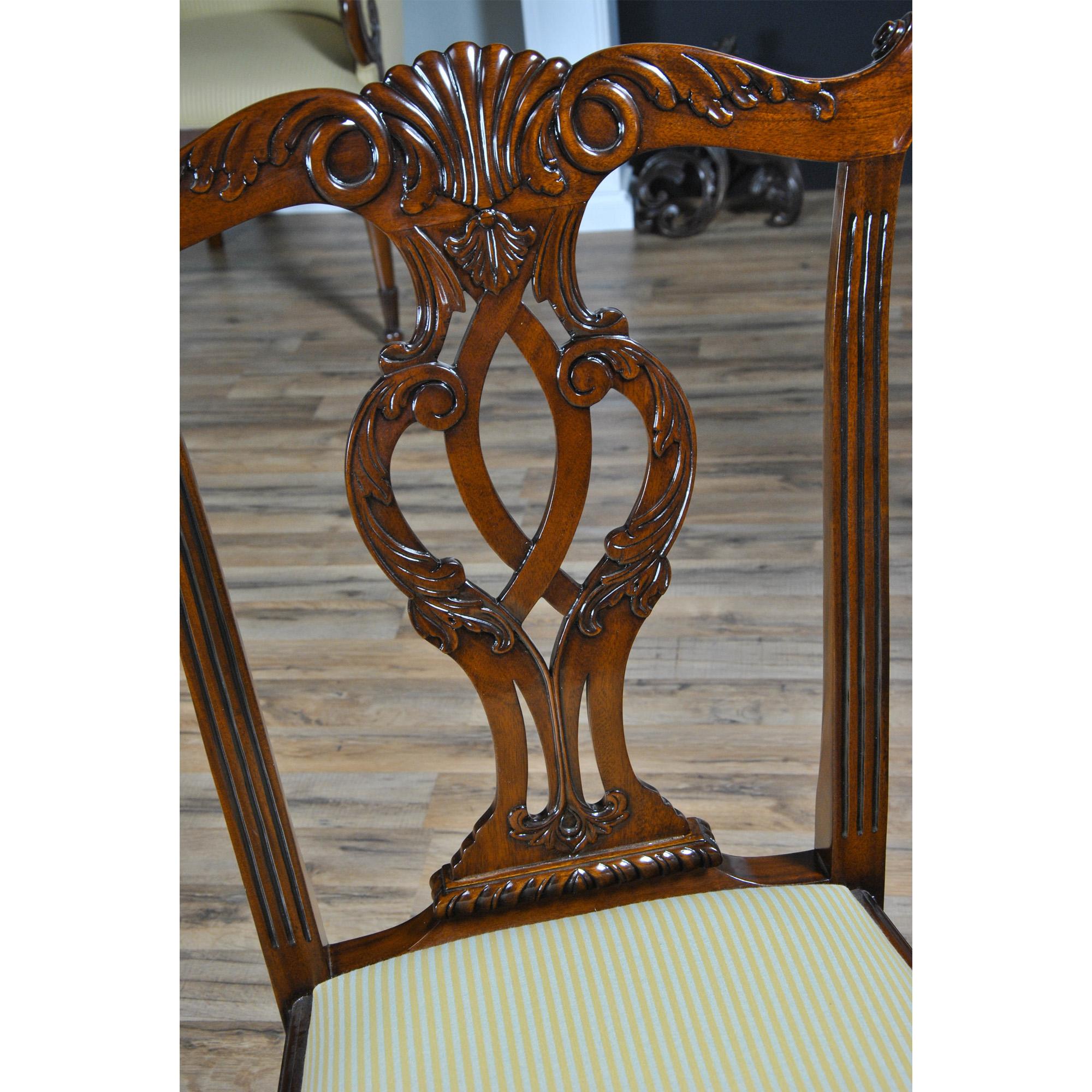 Solid Mahogany Chippendale Chairs, Set of 10 For Sale 8