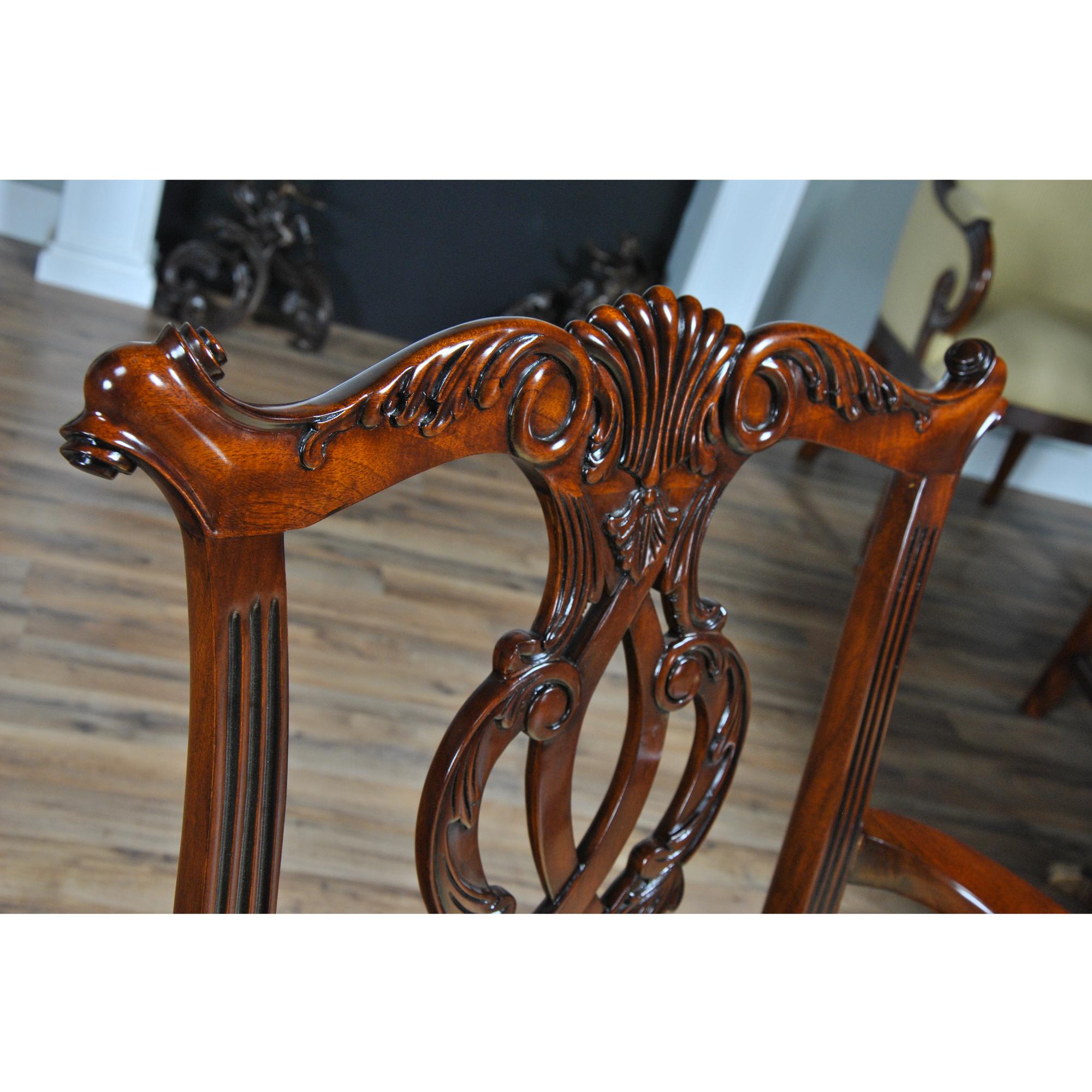Solid Mahogany Chippendale Chairs, Set of 10 In New Condition For Sale In Annville, PA