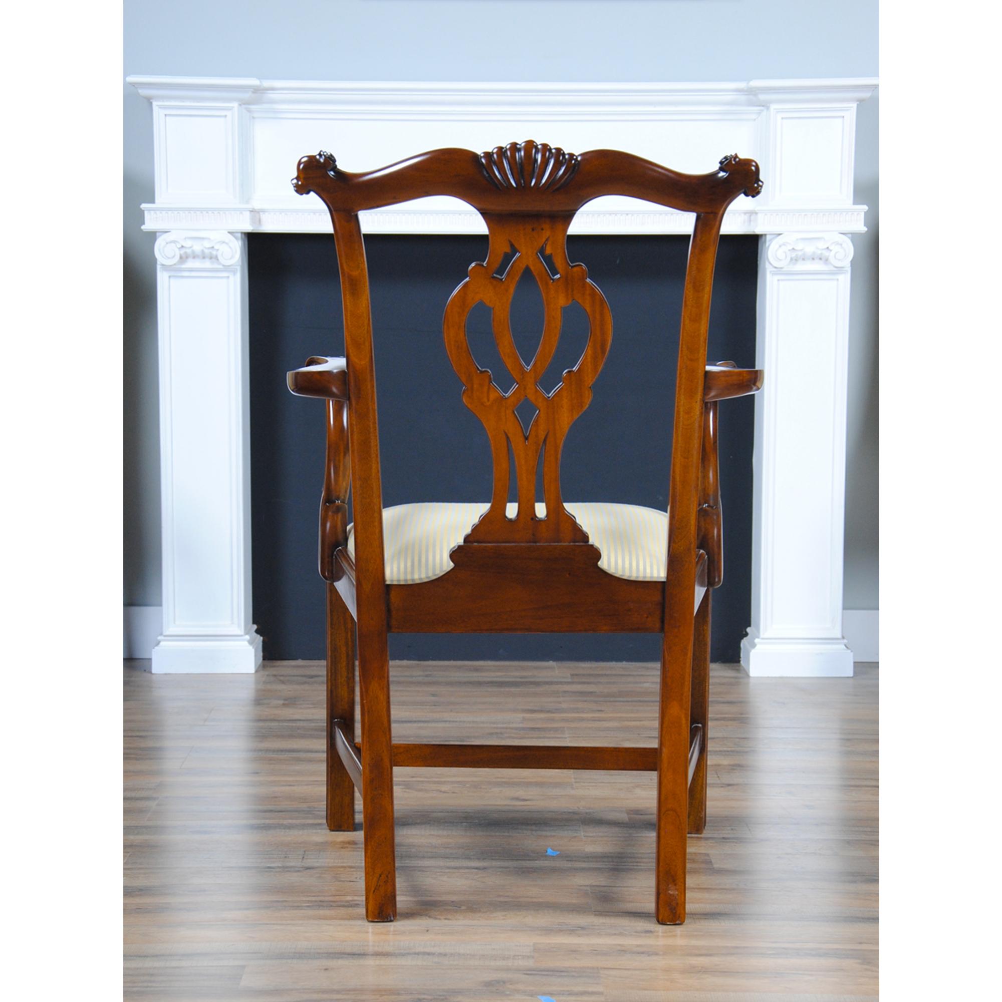 Solid Mahogany Chippendale Chairs, Set of 10 For Sale 1