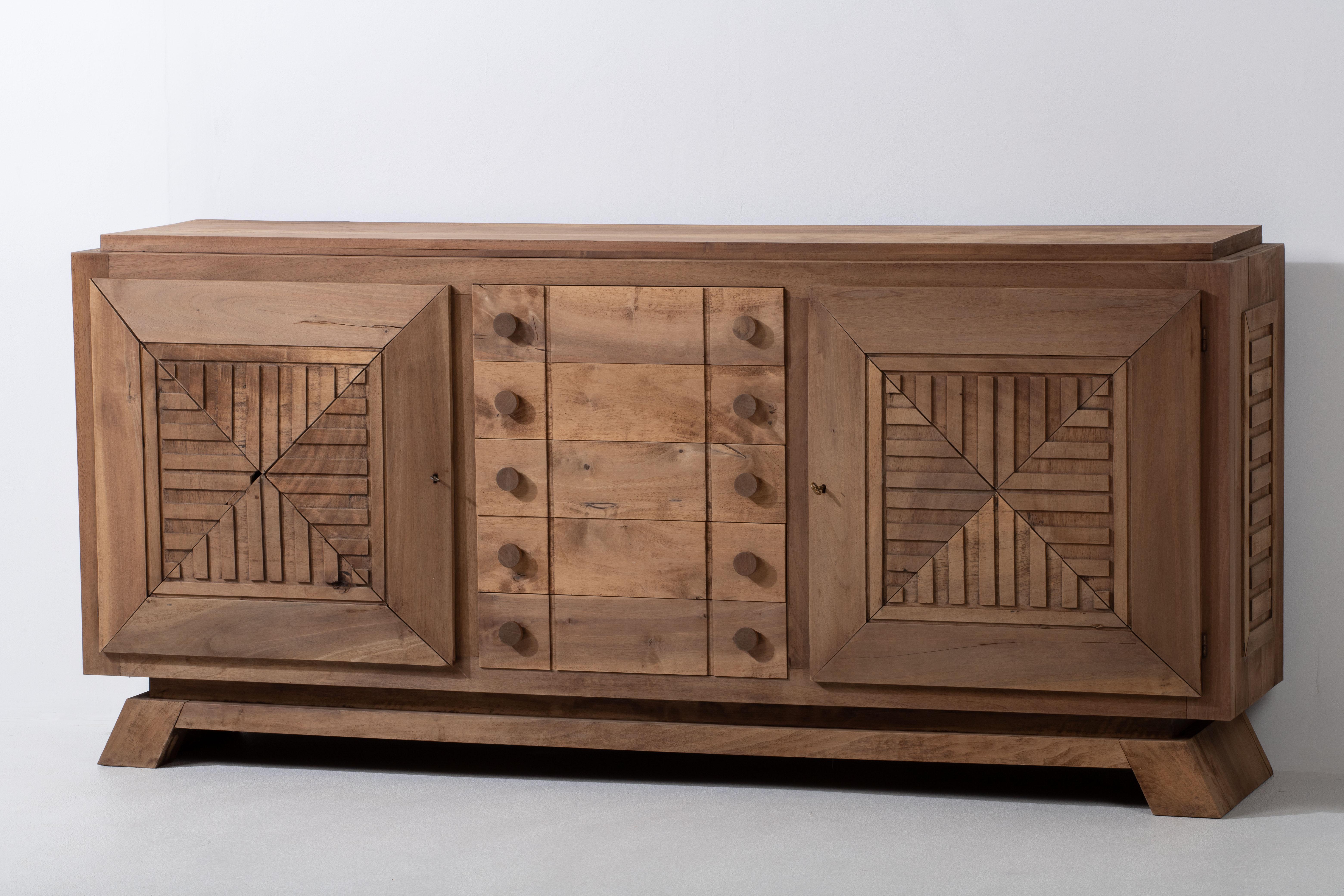 Solid Mahogany Credenza, France, 1940s For Sale 5