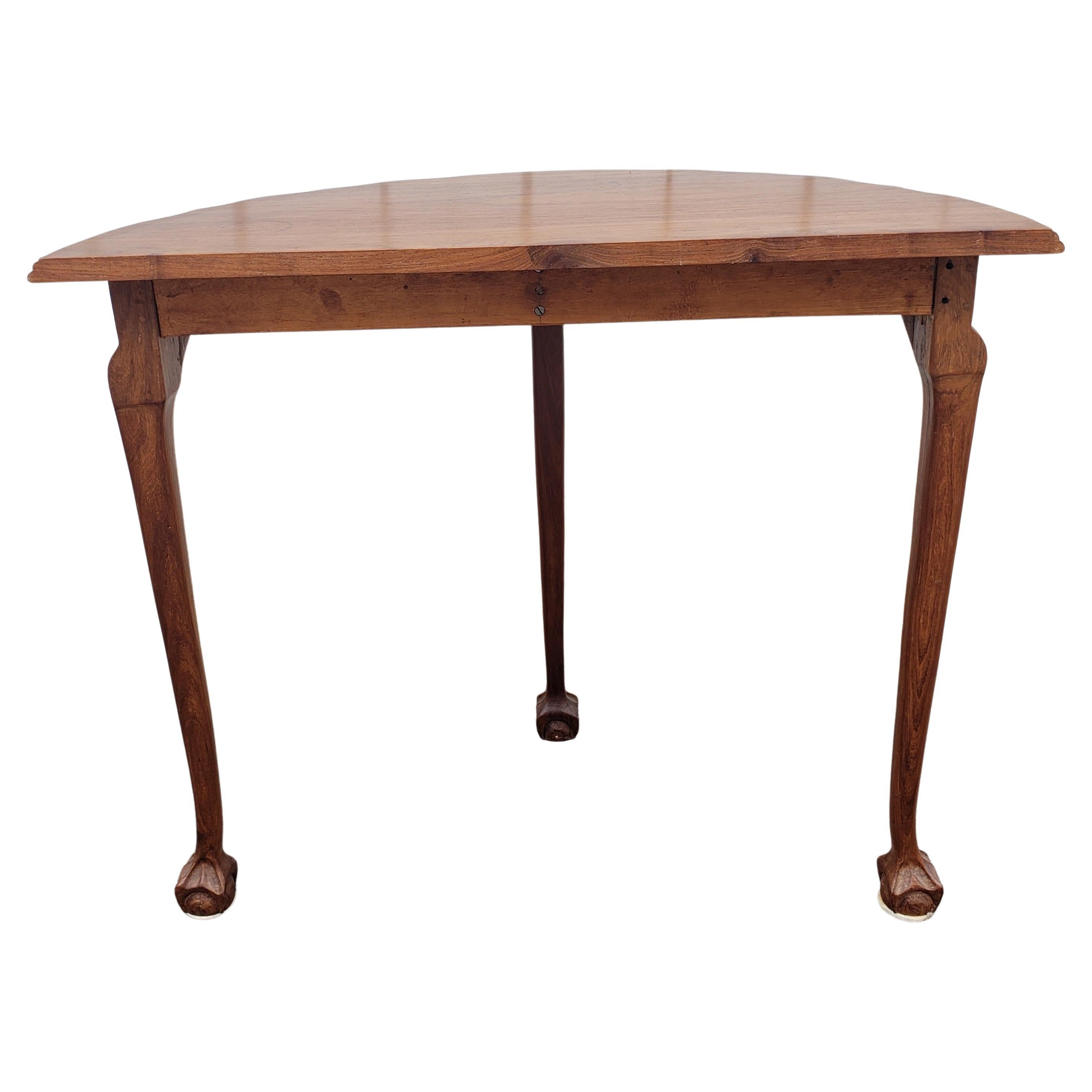 Woodwork George IV Solid Mahogany Demi-Lune Console Table with Ball & Claw Feet For Sale