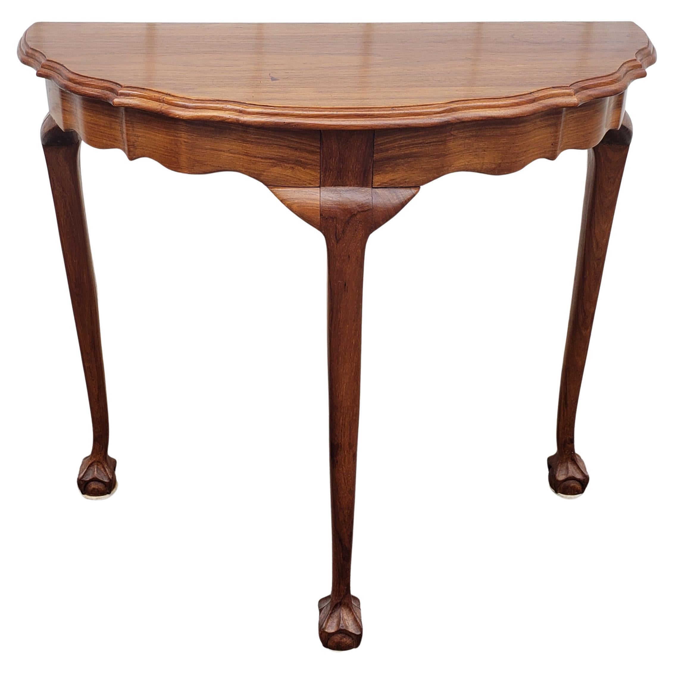 George IV Solid Mahogany Demi-Lune Console Table with Ball & Claw Feet