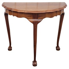 Retro George IV Solid Mahogany Demi-Lune Console Table with Ball & Claw Feet